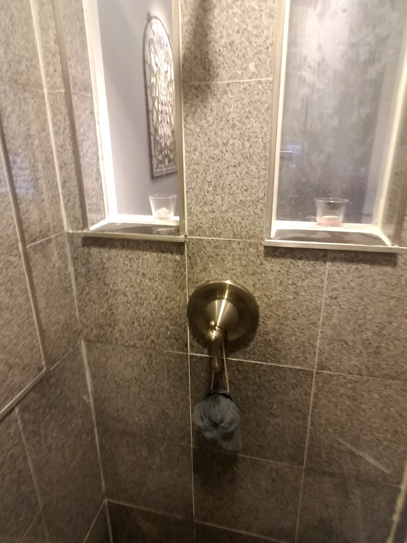 Replaced stripped cartridge and handle in hallway bathroom shower