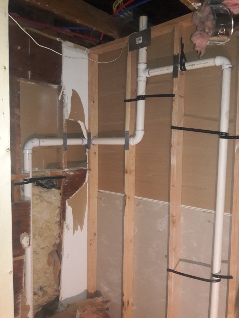 Piped in water and drain lines for new bathroom 