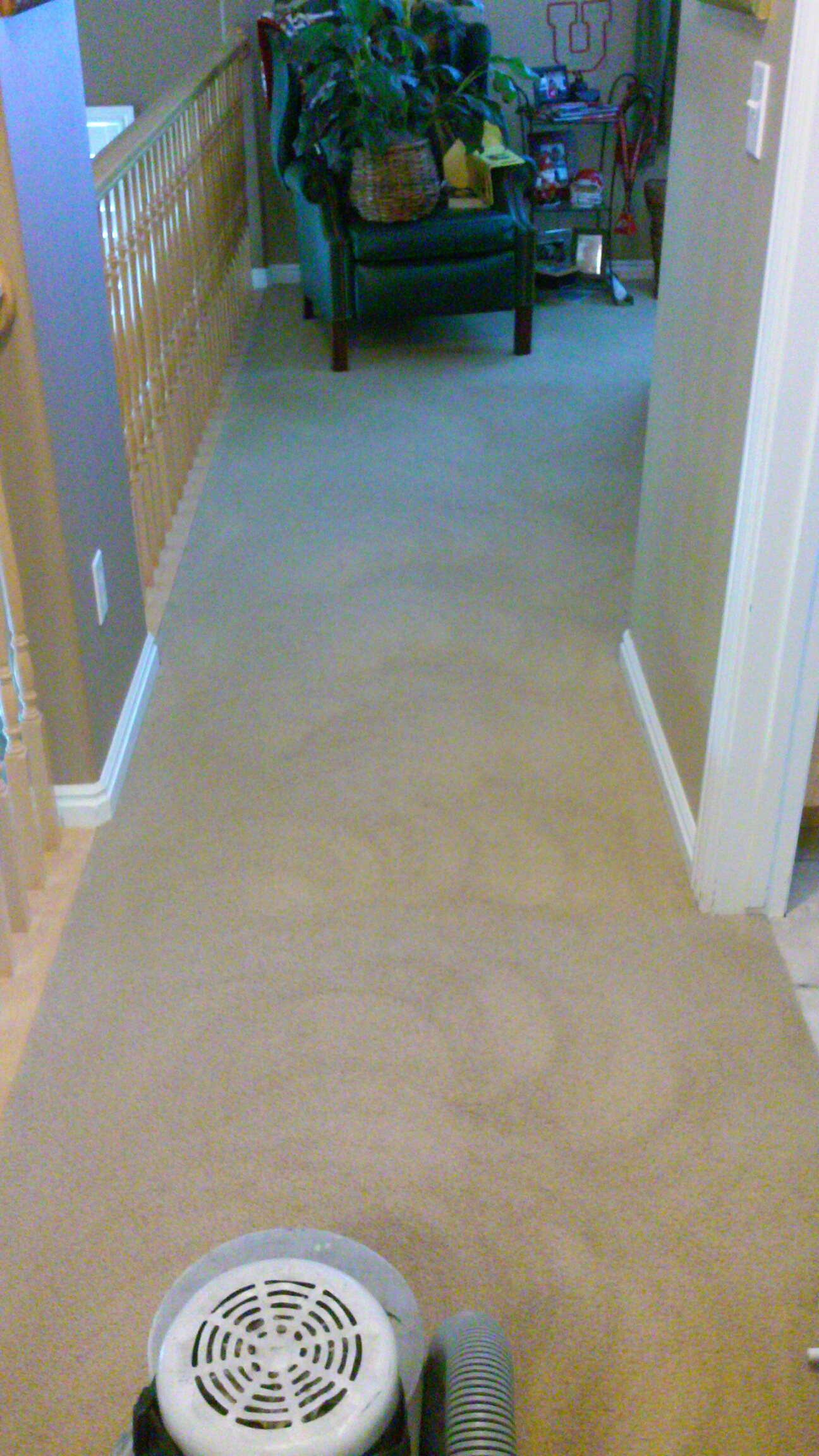 Draper, Utah. Cleaning the carpet in traffic areas in the bedrooms along with cleaning the stairs.