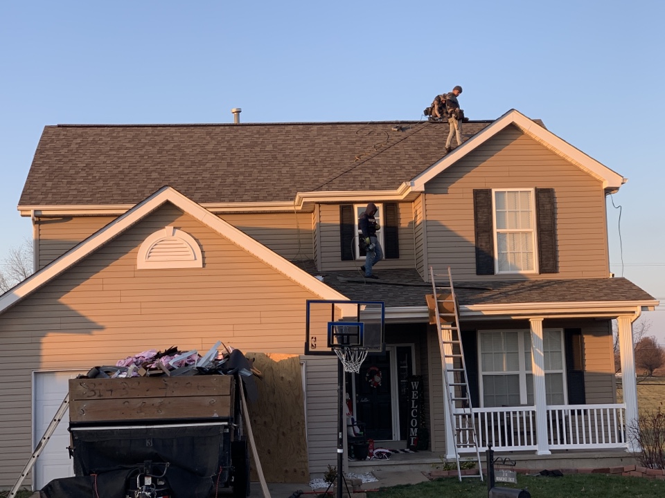 O'Fallon, MO - We are finishing our new asphalt shingle roof install today in Lake St. Louis. This wind damage claim was covered by insurance. The client chose Owens Corning Duration architectural shingles and VentSure continuous ridge vent. O'Fallon, MO - We are finishing our new asphalt shingle roof install today in Lake St. Louis. This wind damage claim was covered by insurance. The client chose Owens Corning Duration architectural shingles and VentSure continuous ridge vent.