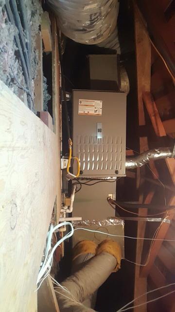 Replaced a gas furnace in attict in the city of Fullerton, CA.