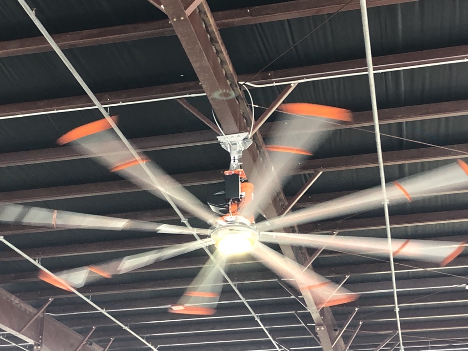 Installing new big ass fans at Harley Davidson Installing new big ass fans at Harley Davidson