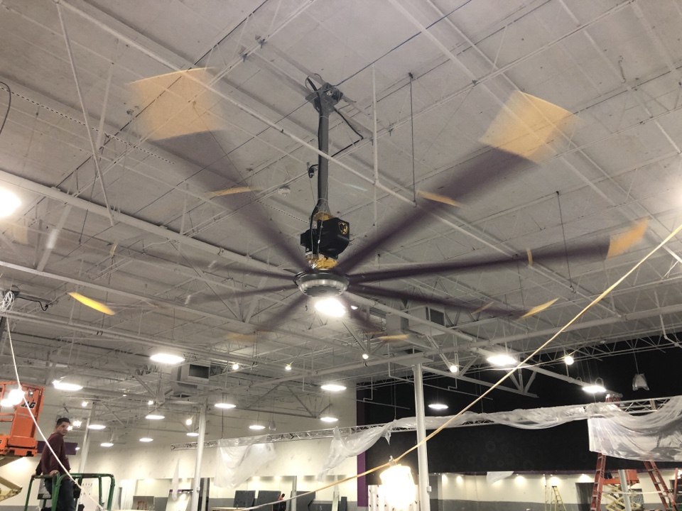 Installing new big ass fans at planet fitness Installing new big ass fans at planet fitness