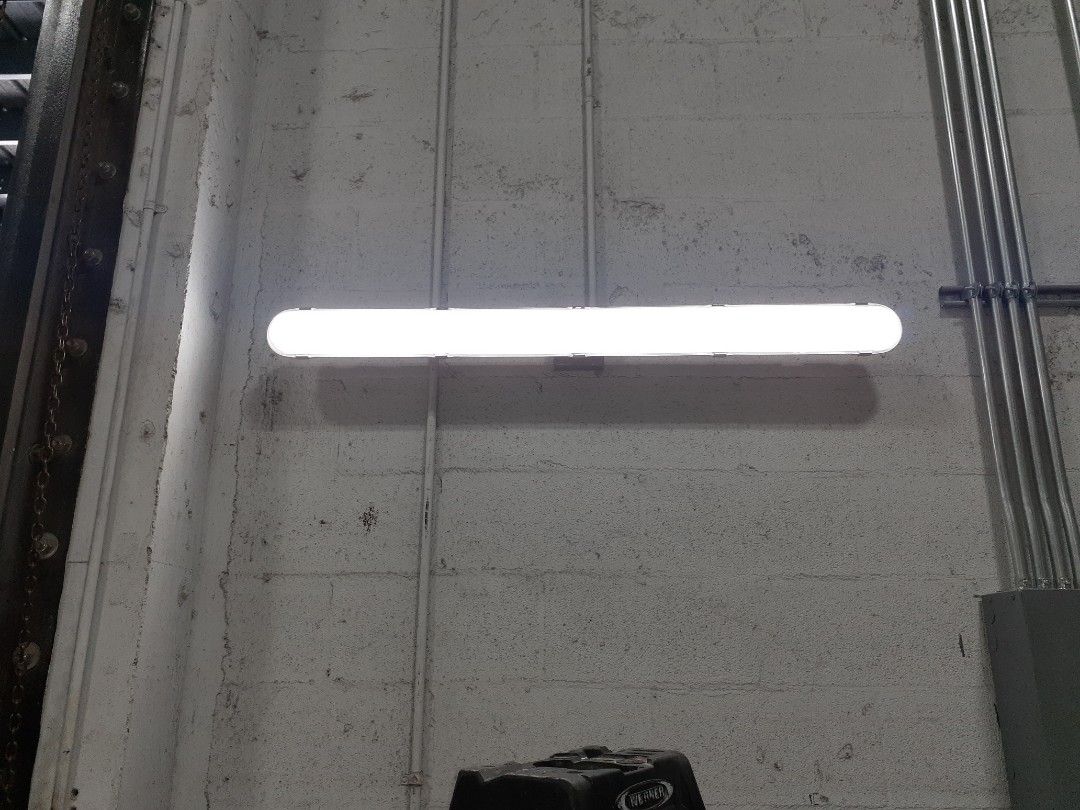 Installing LED vapor proof light fixtures inside Mechanic shop.
Bill Ussery Mercedes Benz. 
Miami FL 33157