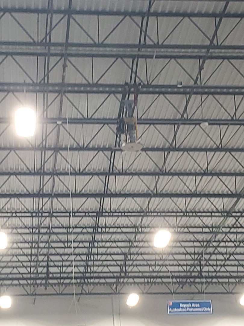 Relocated big ass fan at PepsiCo warehouse. Relocated big ass fan at PepsiCo warehouse.