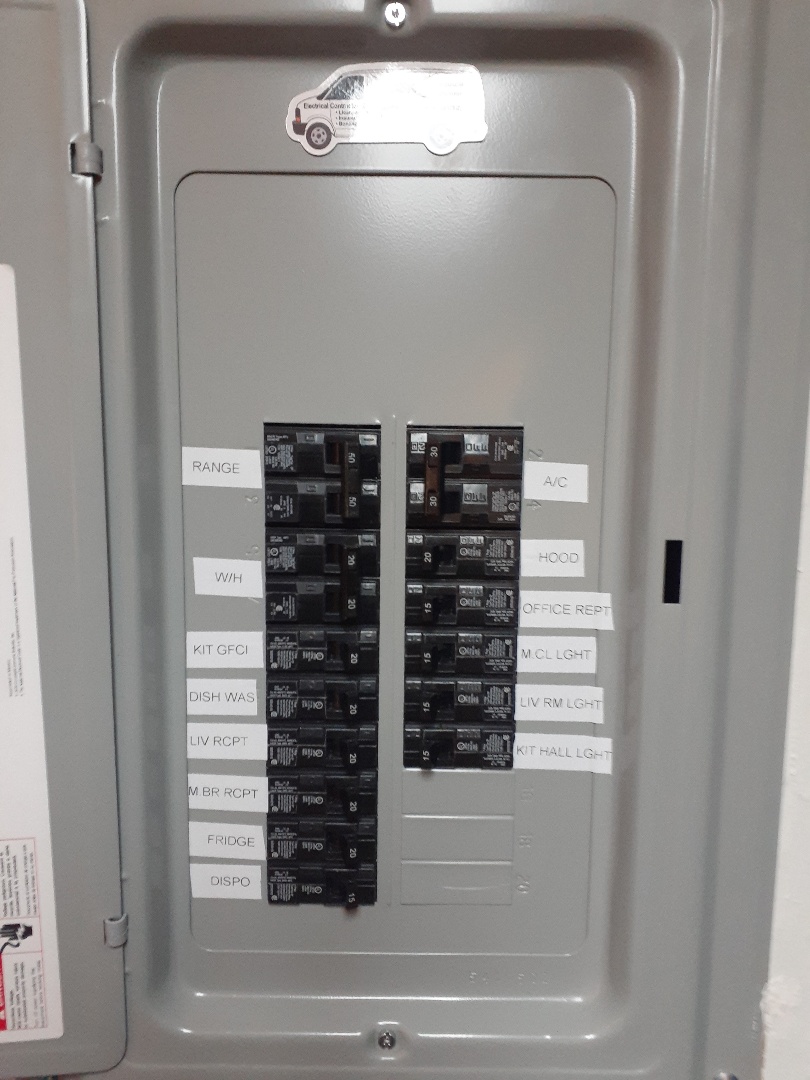 Label new electrical panel install.
Miami Fl 33145