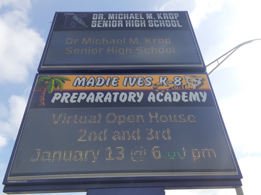 Repairing LED sign at Dr.Michael M.Krop Senior High School 
Miami Gardens Fl 33179