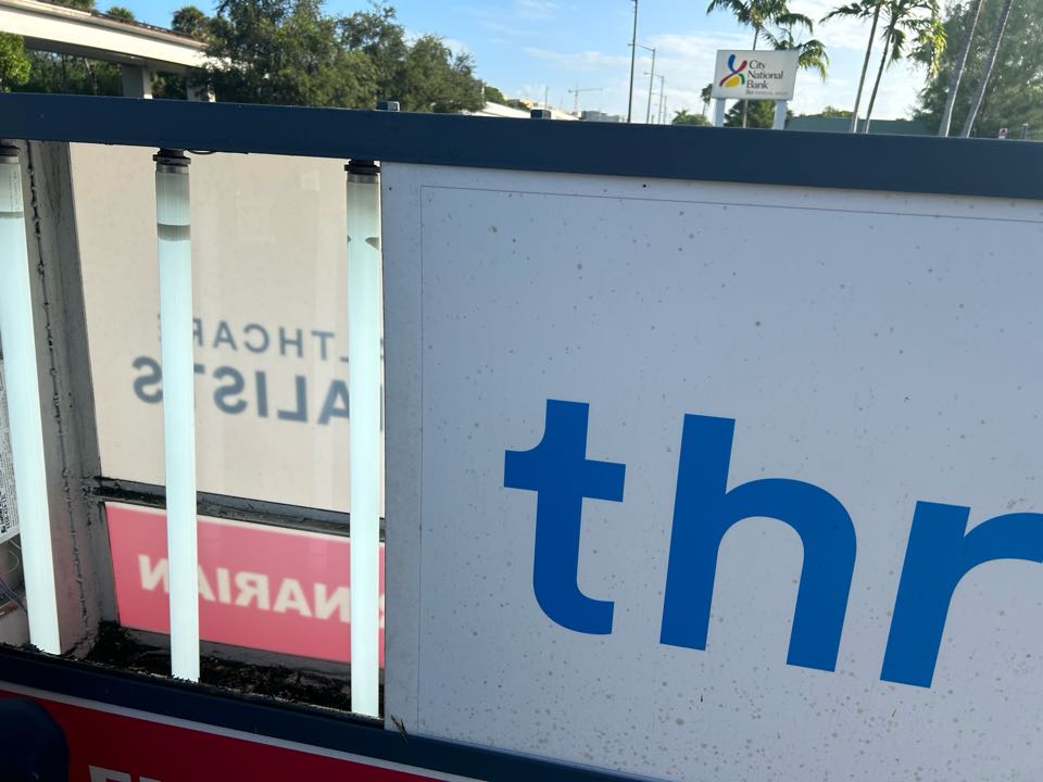 Repaired street sign for vet office 