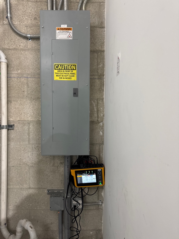 Installed fluke 1777 power logger meter. Testing for dirty power, amps, and voltage. 