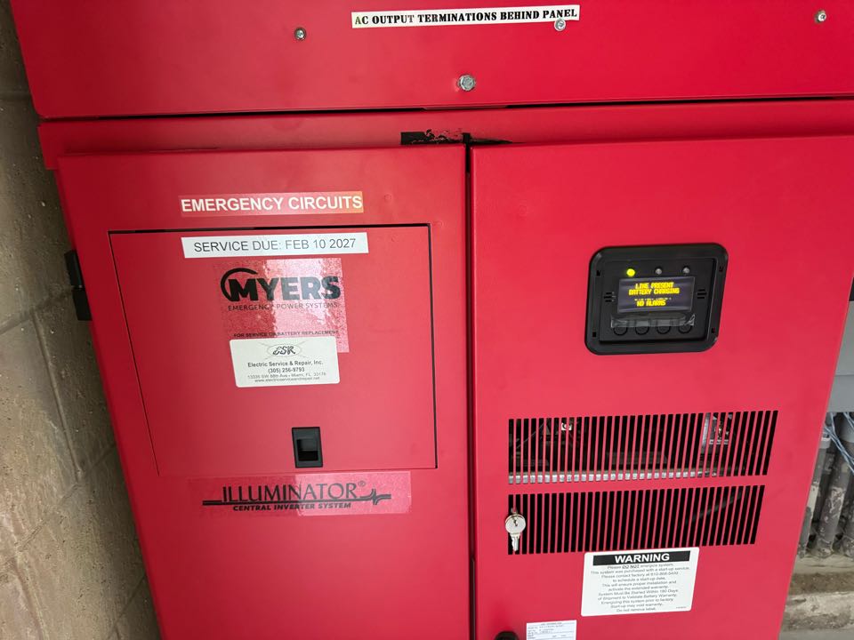 Start up and power check on emergency Myers lighting inverter.