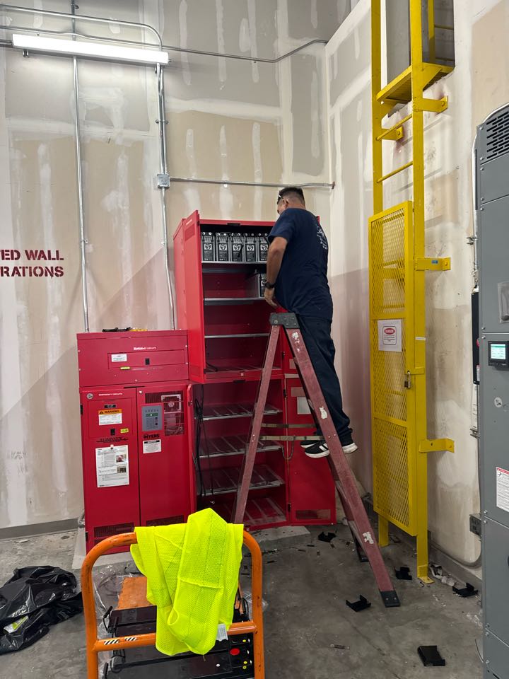 Preventive maintenance and battery replacement on Myers emergency lighting inverter in , Land O' Lakes, Florida  34638)