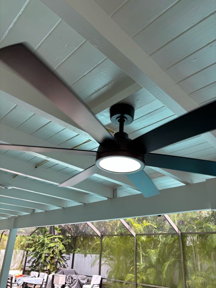 Troubleshoot short circuit on 5 fixtures and install new ceiling fan 