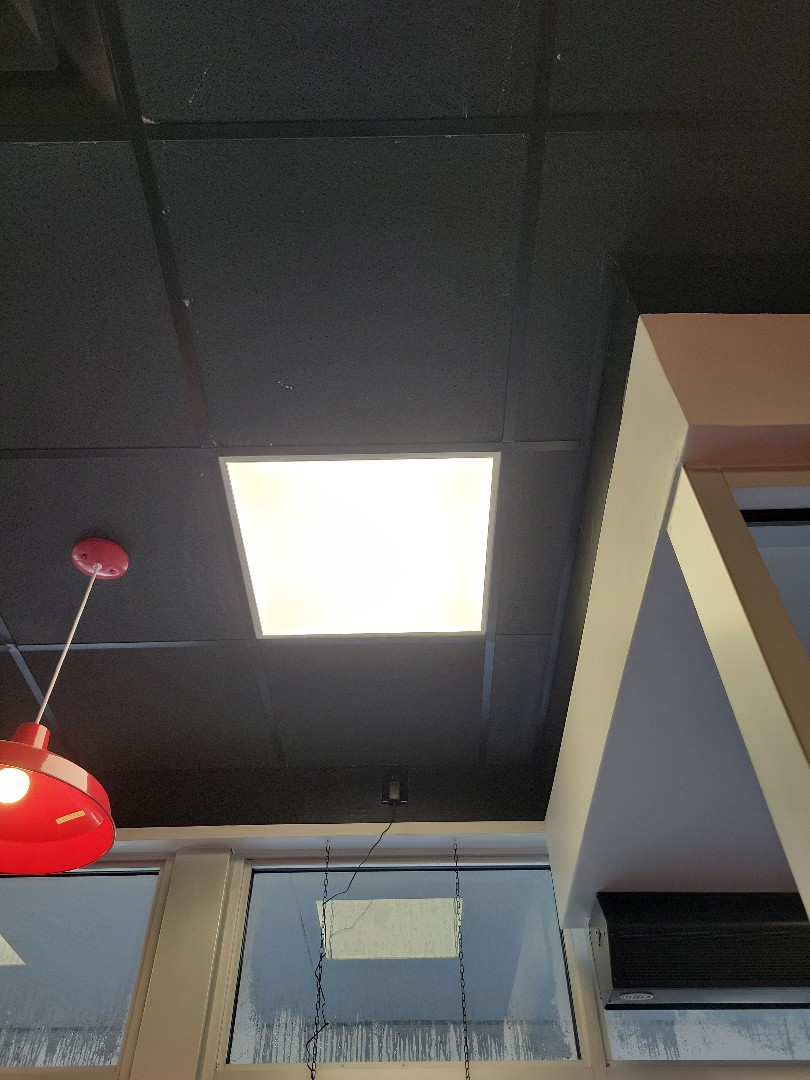 removed bad 2x2 led lights they were damaged due to water. installed new 2x2 in Five guys in Hialeah 