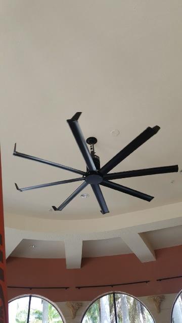 Wellington, FL - Local Miami electricial contractor installing a new ceiling fan "BAF" at Buena Vida Clubhouse. Wellington, FL - Local Miami electricial contractor installing a new ceiling fan "BAF" at Buena Vida Clubhouse.