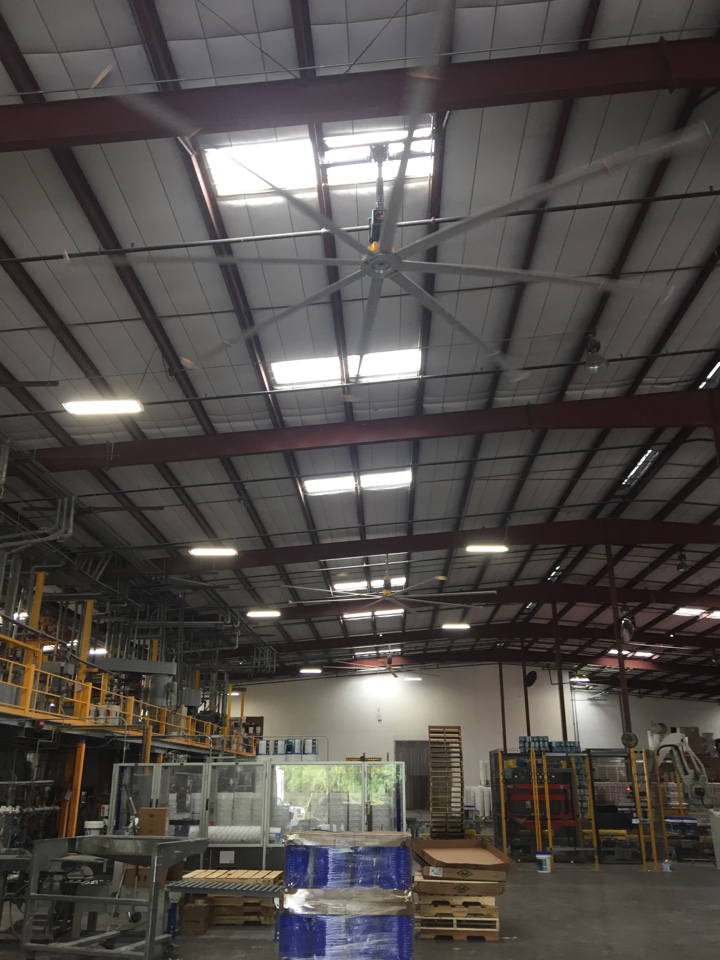 Big Ass Fan installer in Florida | Installed (3) new BAF fans in sun coatings located in Tampa Fl.