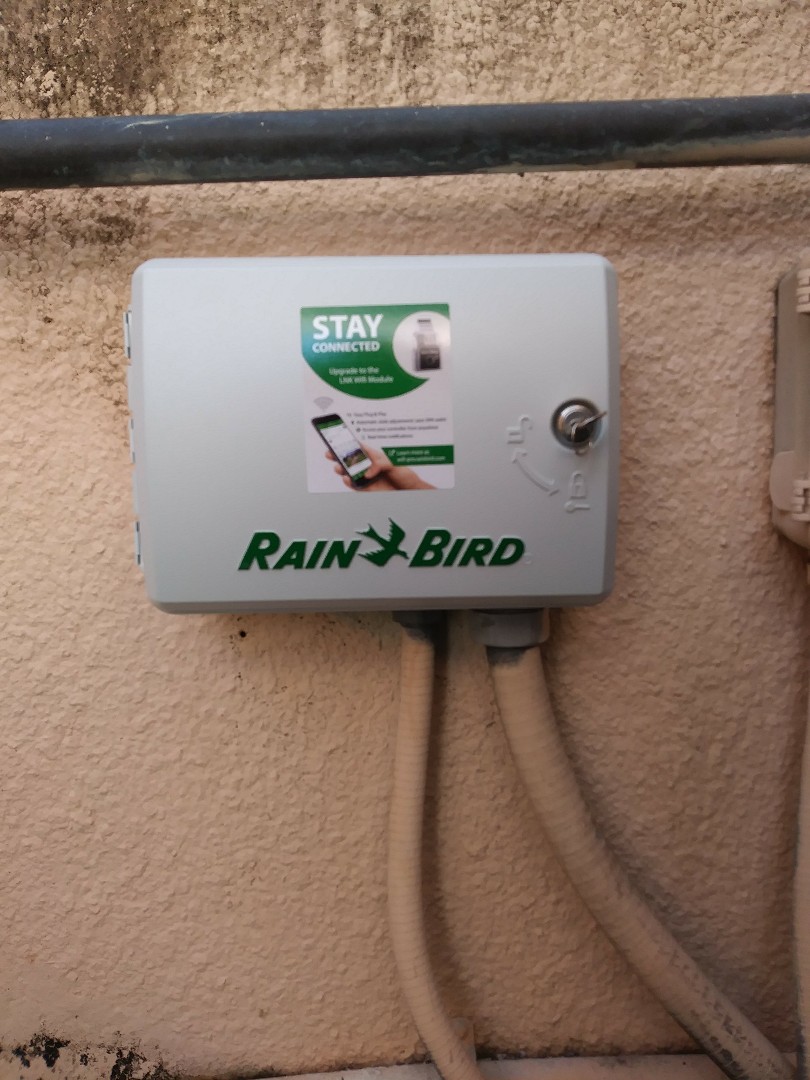 Pinecrest, FL - Installing rain bird irrigation timer for landscape sprinkler pump. Bears Furniture. Pinecrest, FL - Installing rain bird irrigation timer for landscape sprinkler pump. Bears Furniture.