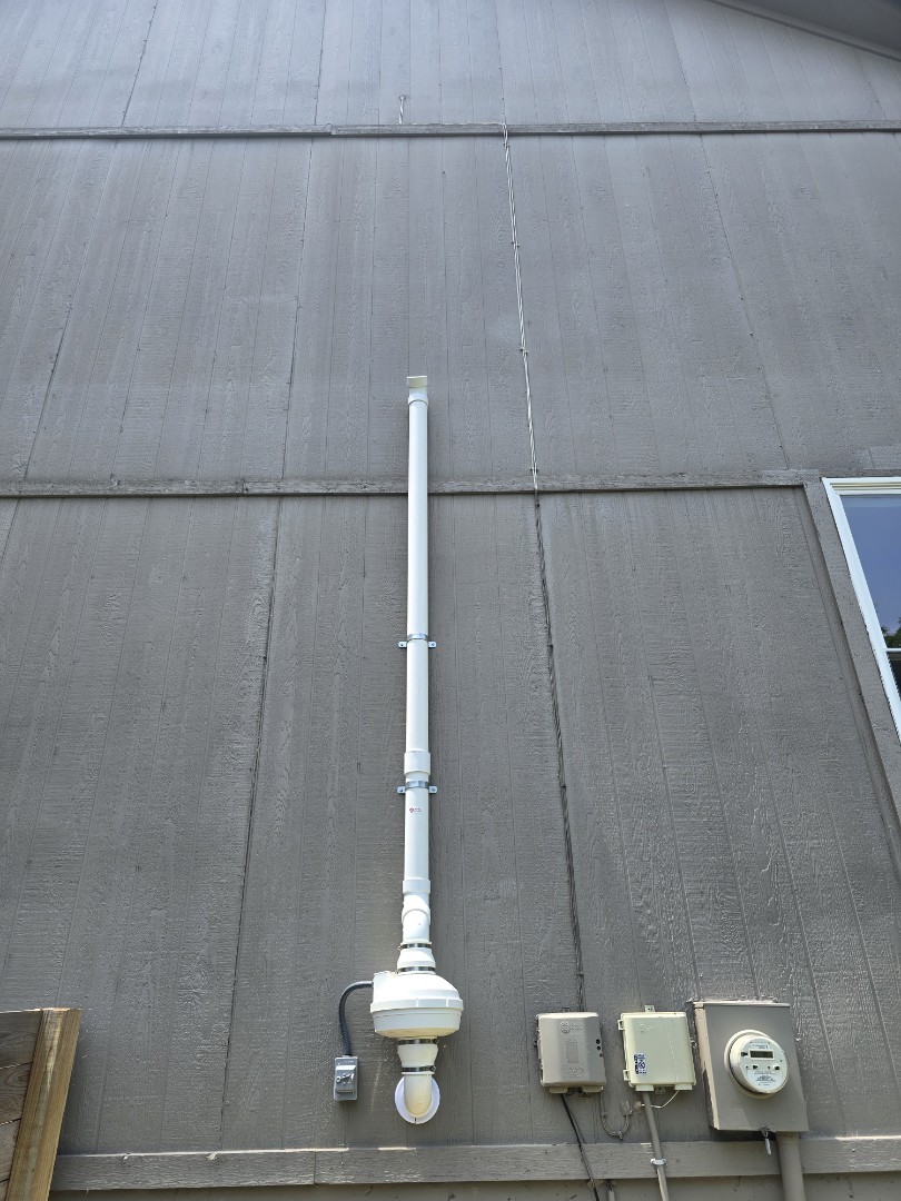 New radon mitigation system installment. 