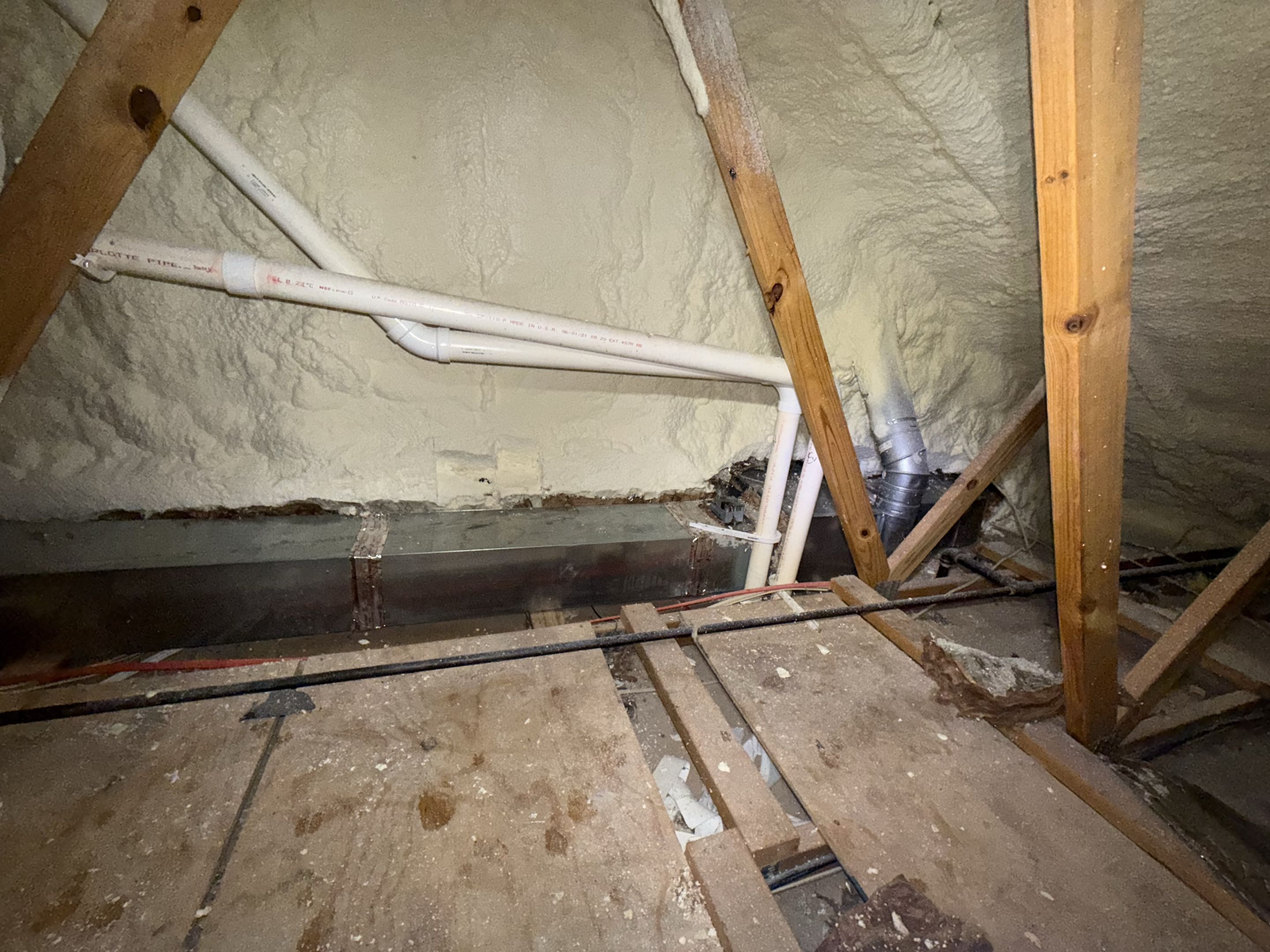 Eudora, Kansas. Homeowner  was experiencing condensation on their ductwork  in the garage. We came in and encapsulated the duct work with closed cell foam.