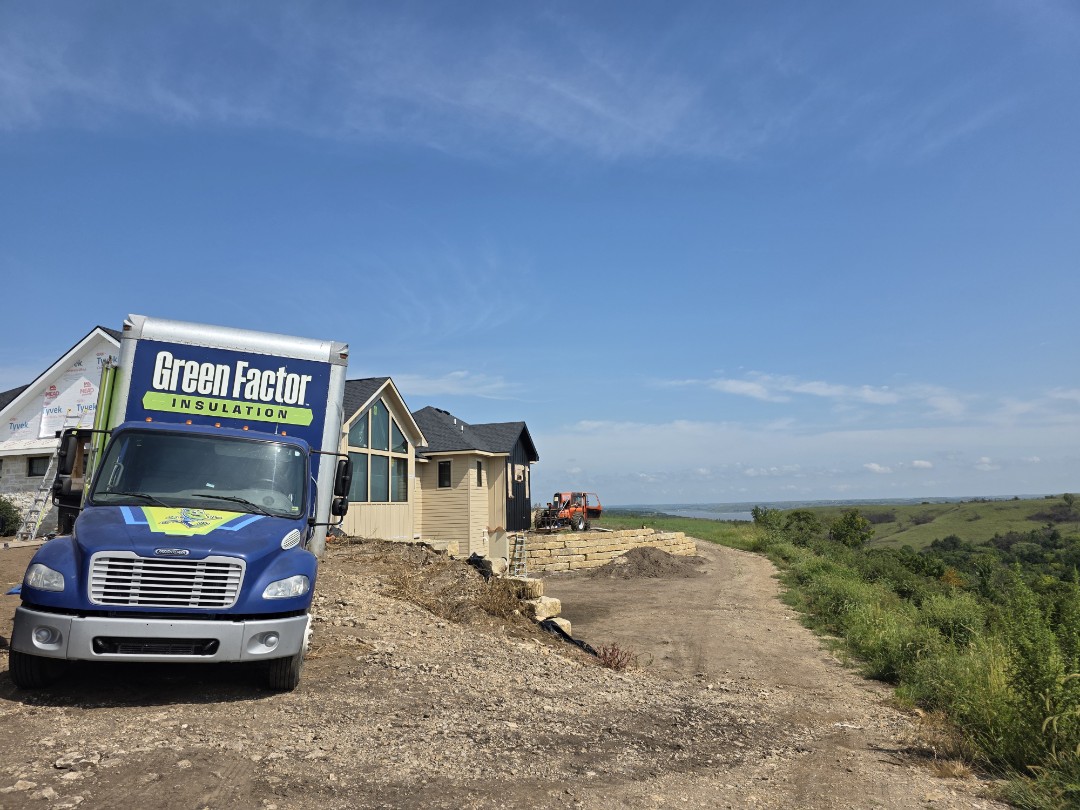 We insulated this family's home when it was built 4 years ago with open cell spray foam and cellulose. They were so happy with our quality of work and the performance of our product they invited us back to insulate the 2,300' addition.
They live next to Tuttle Creek Lake in Manhattan where it gets really windy and very cold in the winter. We are very glad be back here making sure the addition is just as comfortable and efficient as the original house.