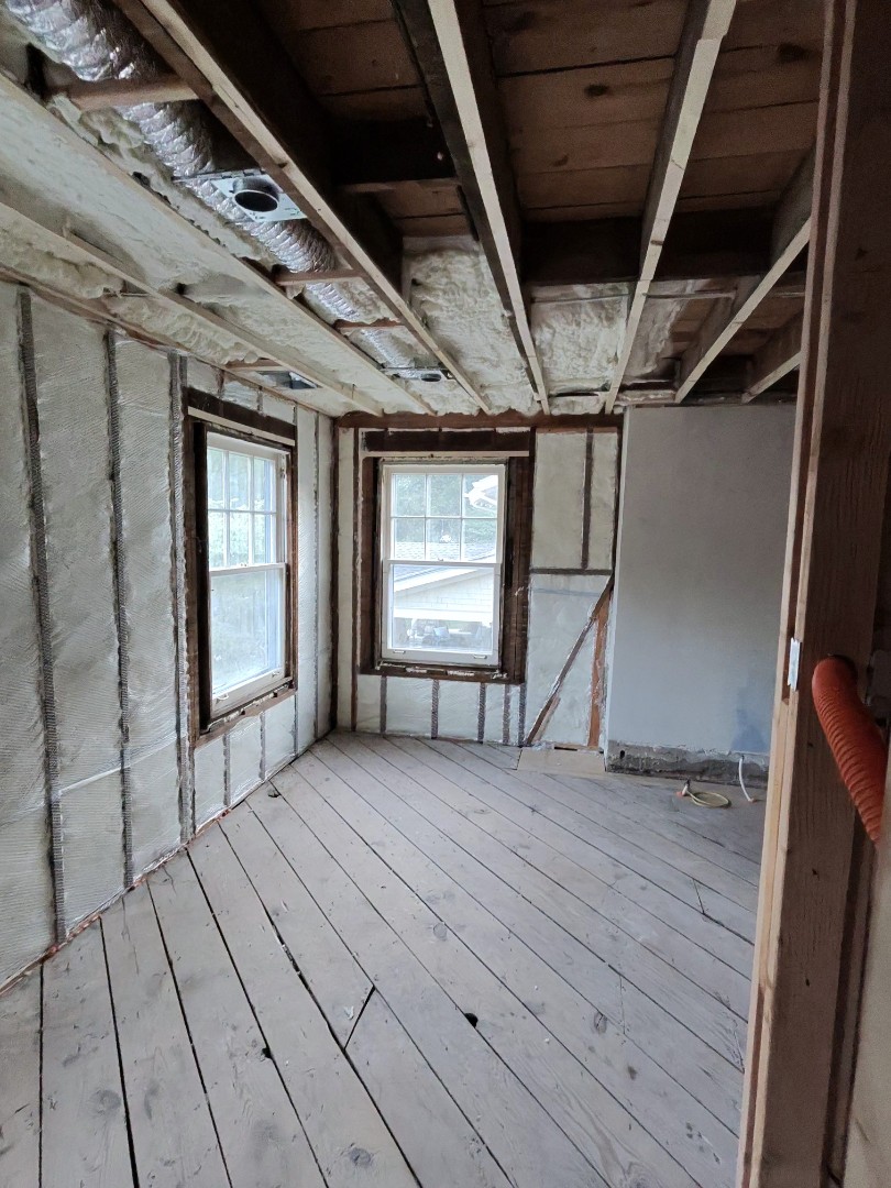 The master bedroom and north side addition were very cold in the winter, and the HVAC system just couldn't keep up. We encapsulated the crawl space under the addition and added open cell spray foam to the exterior walls and a few small attic spaces. This home in  Kansas City, Missouri is ready to be put to the test!