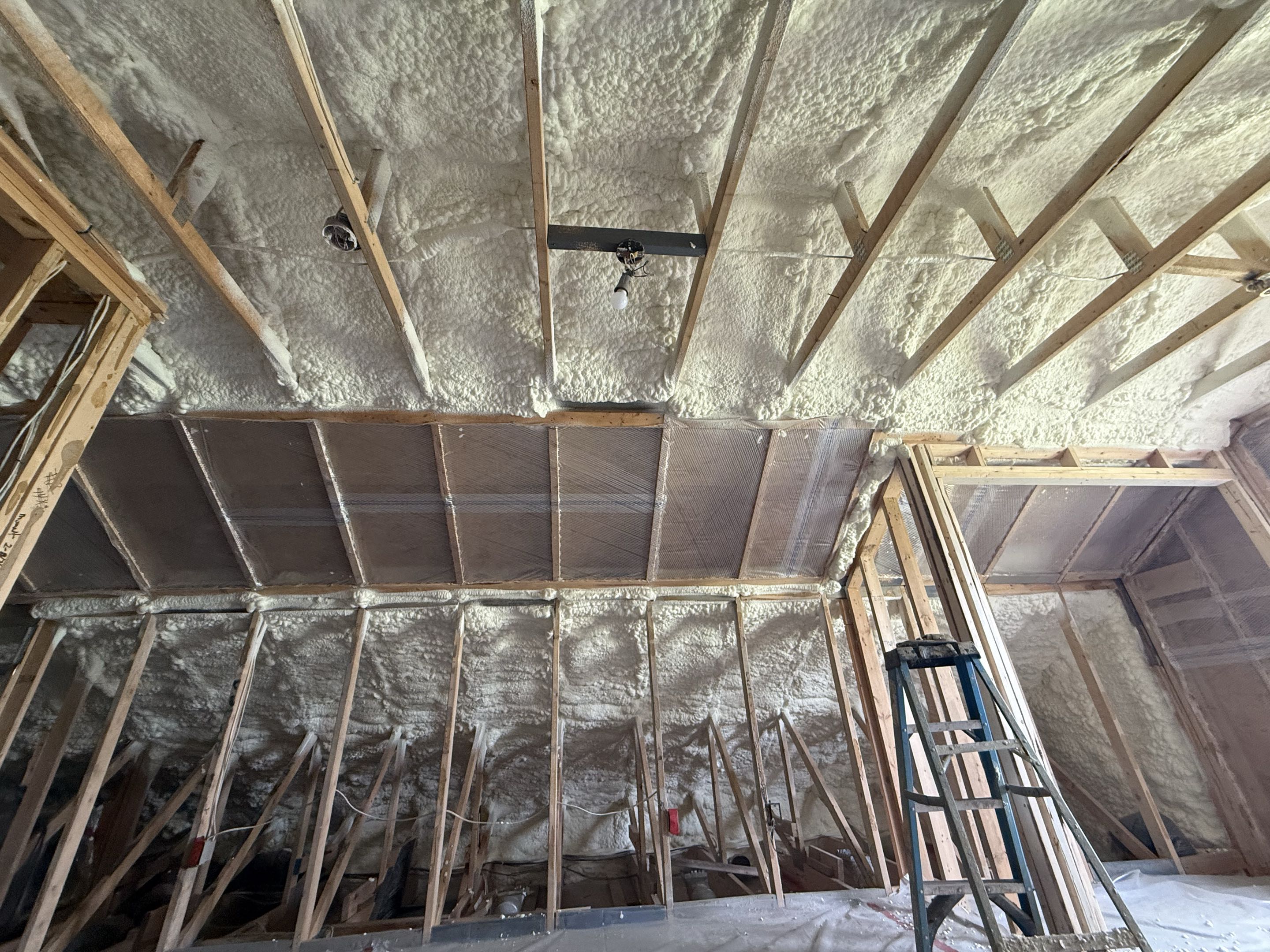 Valley Falls, Kansas. Customer remodel of upstairs with 8 inches of open cell on the roof deck and profill open cell on the slopes.