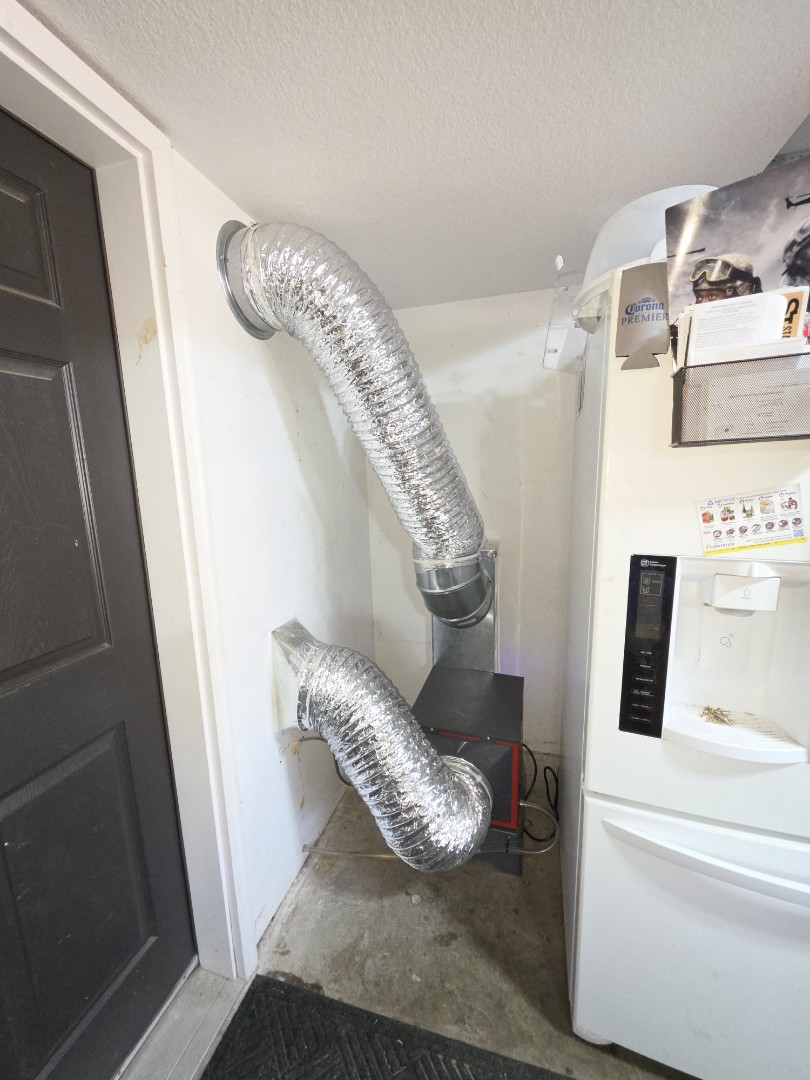 Dense packing into ceiling. Installed santadry to help with humidity within the home. 