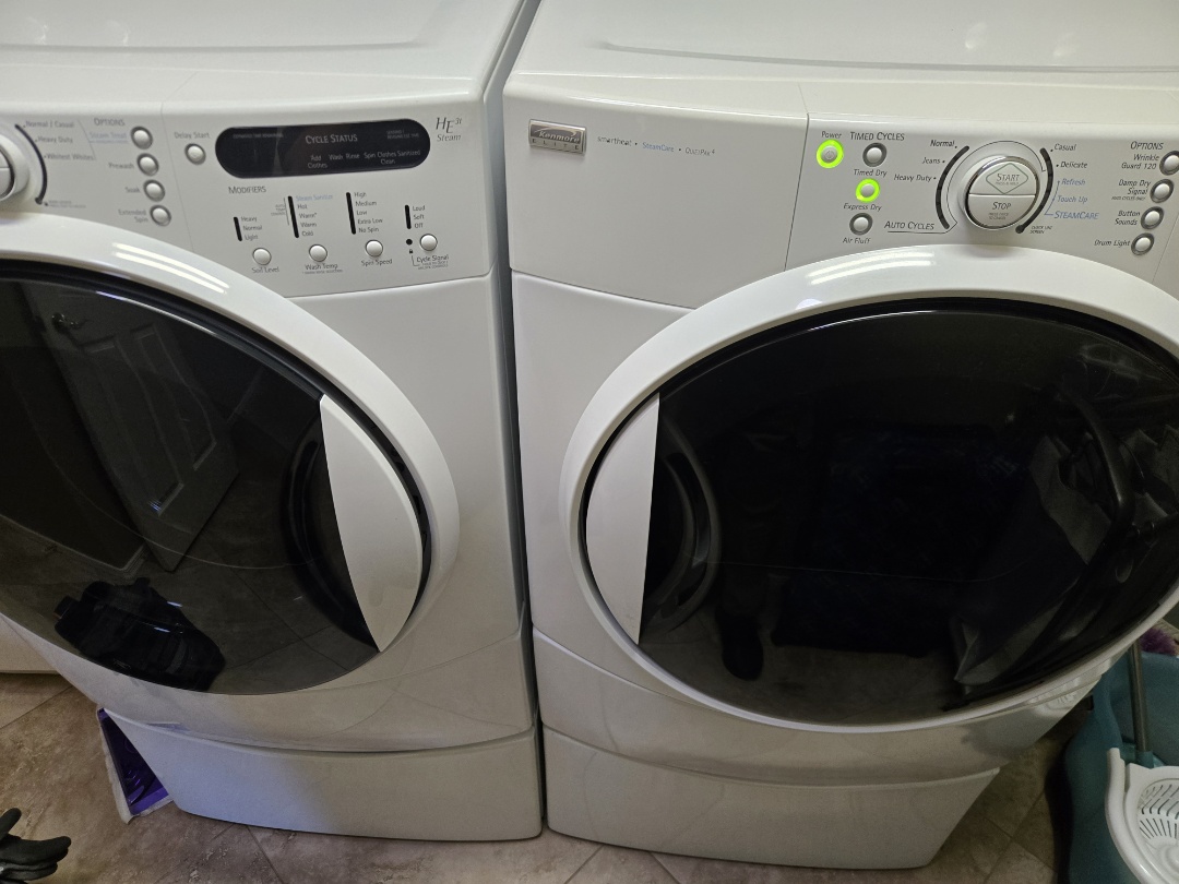 I was called to a home to repair a squeaking dryer. Upon inspection, I found that the idler bearing had worn out. I replaced the bearing and the dryer was back to normal.