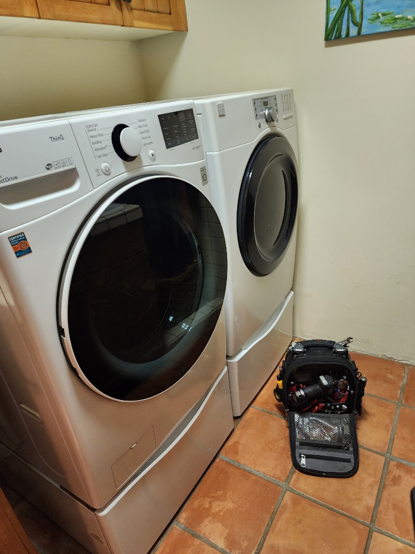 LG gas dryer in Carefree Arizona is making a lot of noise during the cycle. I found failing rollers which I replaced. I also vacuumed and brushed the cabinet interior to get rid of the lint buildup.