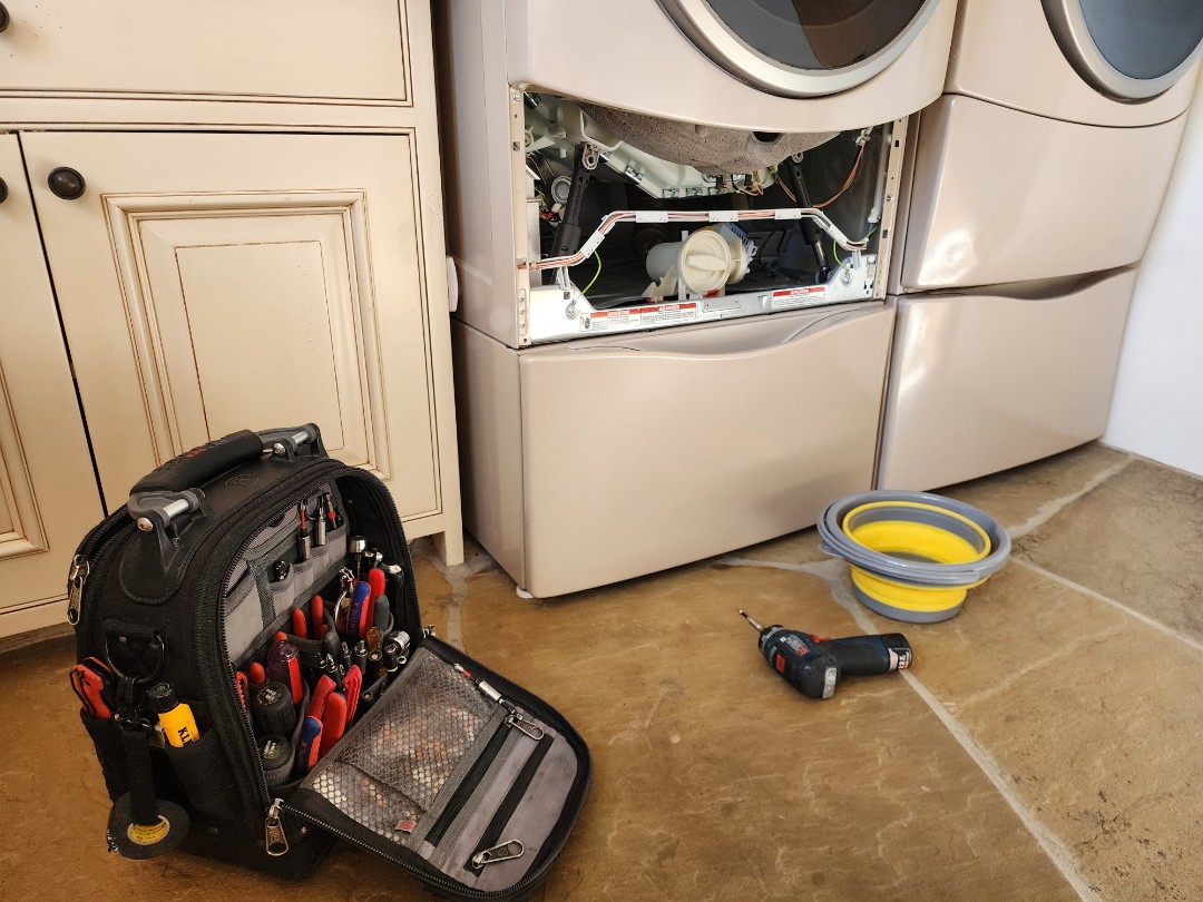 A Kenmore front load washer was experiencing issues with proper water drainage. Upon inspection, it was determined that the drain pump motor assembly was failing. The faulty drain pump motor assembly was carefully removed and replaced with a new one. After the replacement, the washer was tested to ensure the water drained correctly. The issue was resolved, and the washer is now functioning as intended. The customer was informed of the problem and the solution, and they expressed satisfaction with the repair.