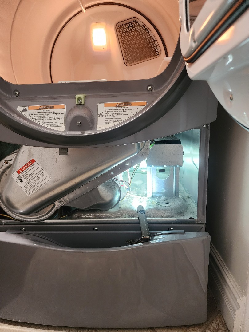 Upon inspection, the Whirlpool Duet electric dryer was not generating heat. A thorough examination revealed a faulty heating element, which was promptly replaced. Additionally, the interior of the dryer cabinet was meticulously vacuumed to remove any lint or debris that could potentially obstruct airflow or cause overheating. The dryer was tested to ensure proper functionality and heat generation. The appliance is now operating efficiently, providing reliable drying performance. Cave Creek, AZ.