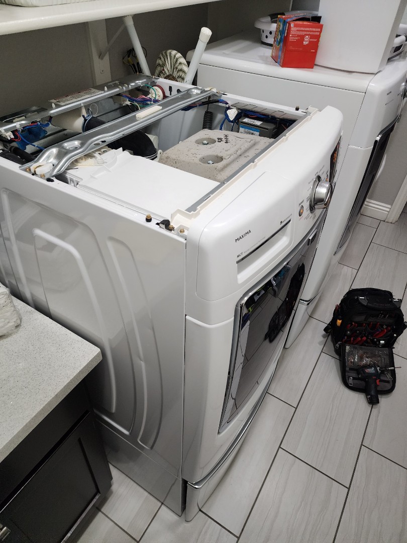 A Maytag front load washer was experiencing significant noise issues during operation. Upon inspection, I identified the source of the noise as the motor on the venting assembly. The motor was found to be excessively noisy, likely due to wear and tear or misalignment. I carefully disassembled the assembly to access the motor. After thorough examination, I replaced the faulty motor with a new one, ensuring it was properly aligned and securely fastened. Post-replacement, I tested the washer to confirm the noise was eliminated and the machine operated smoothly. The customer was pleased with the resolution and the washer's restored quiet operation.