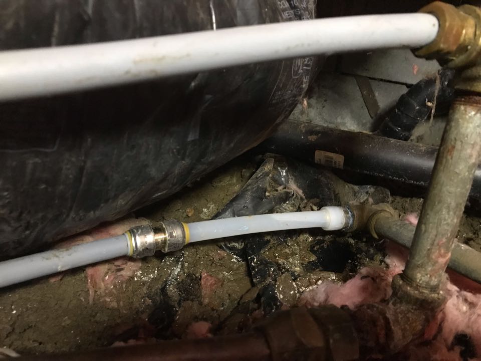 Repaired damaged section of pipe. 