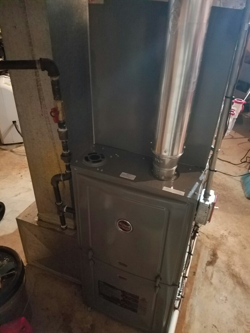 Remove furnace and air conditioning and install rudd furnace coil and condenser check and charge Air Conditioning 