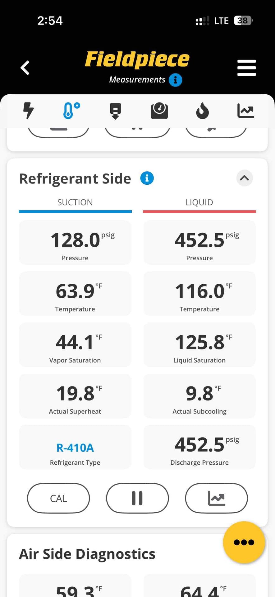 Upon arrival living room area  unit was running after further inspection found coil frozen defrosted coil checked pressures temperature split in range did find a clogged filter replaced filter unit is up and cooling 