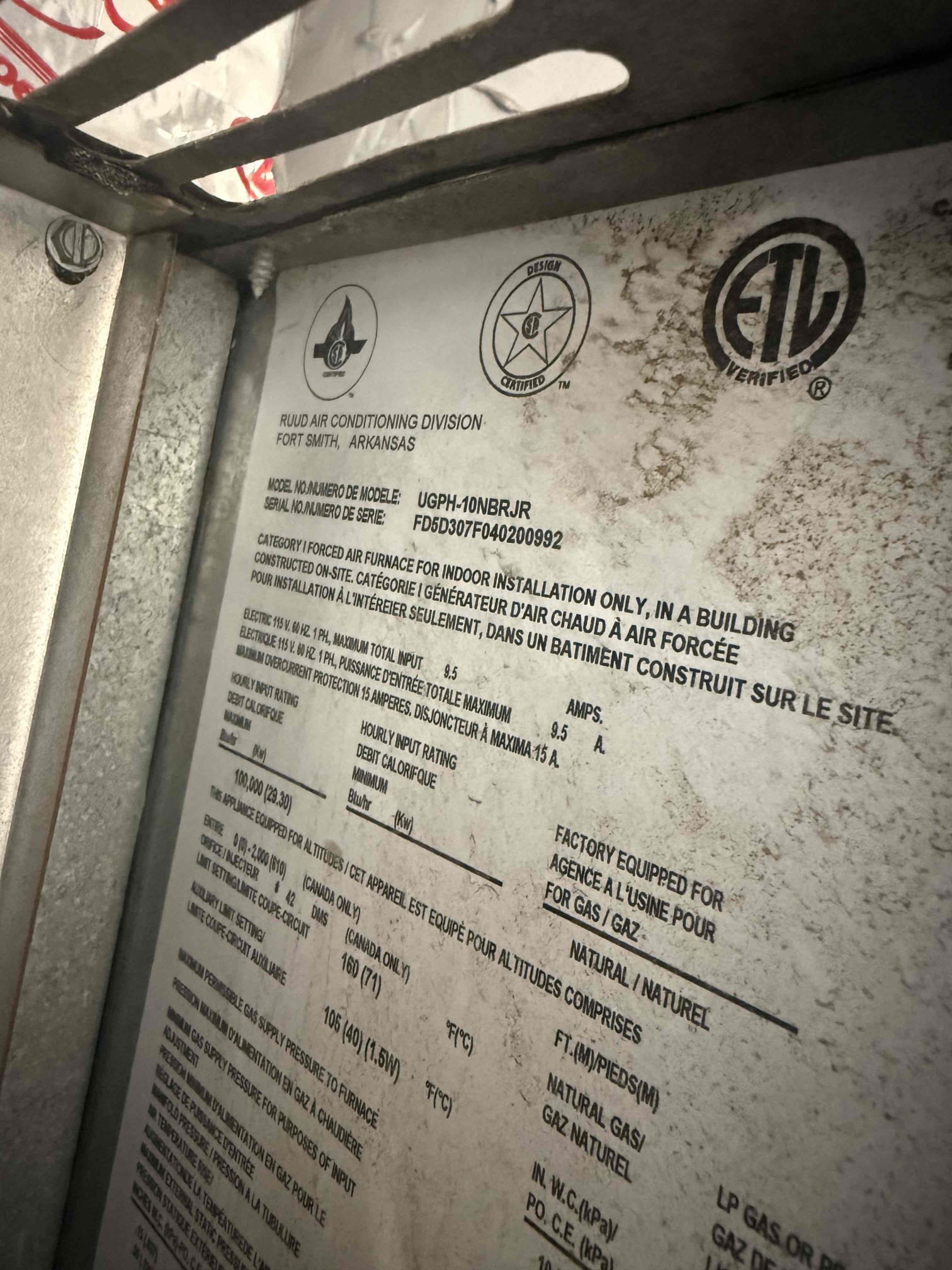 Performed annual heating maintenance on a 2004 Ruud furnace. Upflow fau is located in outdoor closet in front court yard. Replaced 20x25 filter located in blower compartment. Found water leaking out of coil onto the floor and indoor the blower compartment. Found condensation line clogged. Cleared condensation line and verified proper drainage. Courtesy vacuumed water out of return floor. Water was no longer leaked from coil onto floor nor into blower compartment. 

Cleaned out burners furnace. Verified heating sequence of operation is working properly according to manufacturer specifications. Checked and detected zero carbon monoxide. Checked capacitor for blower motor. Checked temperature rise. Everything checked out in range. Nest thermostat checked out operational. Cycled cooling after and verified system switched to cool. Client renewed HFCP paid via CC. Heater is working at this time of service. 