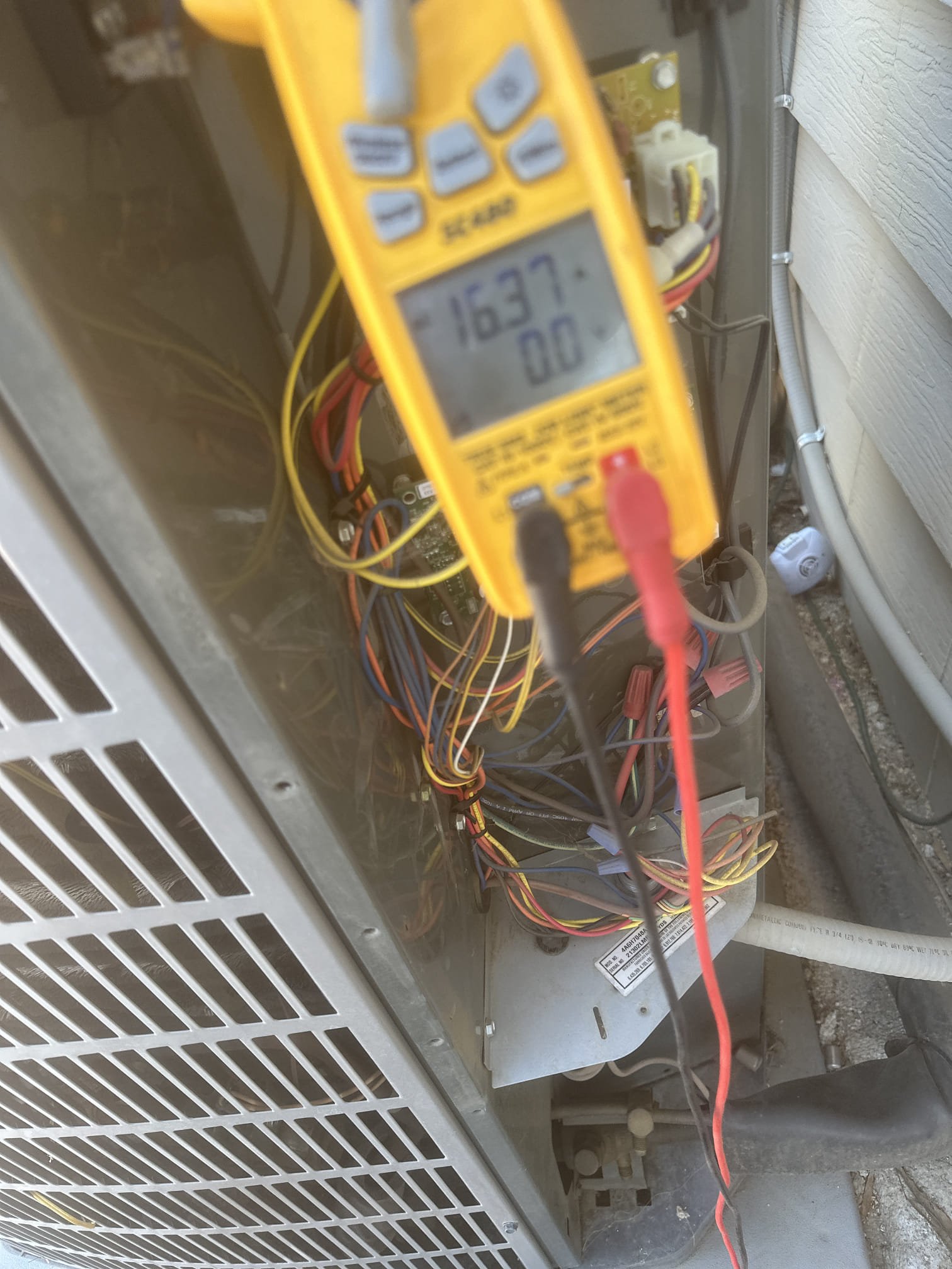 Performed cooling maintenance on a 2021 American Standard Gold system. Air handler is located in the outside closet. Replaced the 20 × 25 filter located in the filter rack and cleared the condensate line through the Jones valve, verifying proper drainage. Verified proper sequence of operation, checked system voltage and amperage, inspected capacitors, and checked the rectifier for second-stage cooling. Verified refrigerant performance and obtained temperature splits. Cycled equipment through operation, washed the condensing coil, and verified thermostat operation. At this time, the system is within manufacturer specifications, cooling, and operating properly. Renewed annual comfort plan with member.
