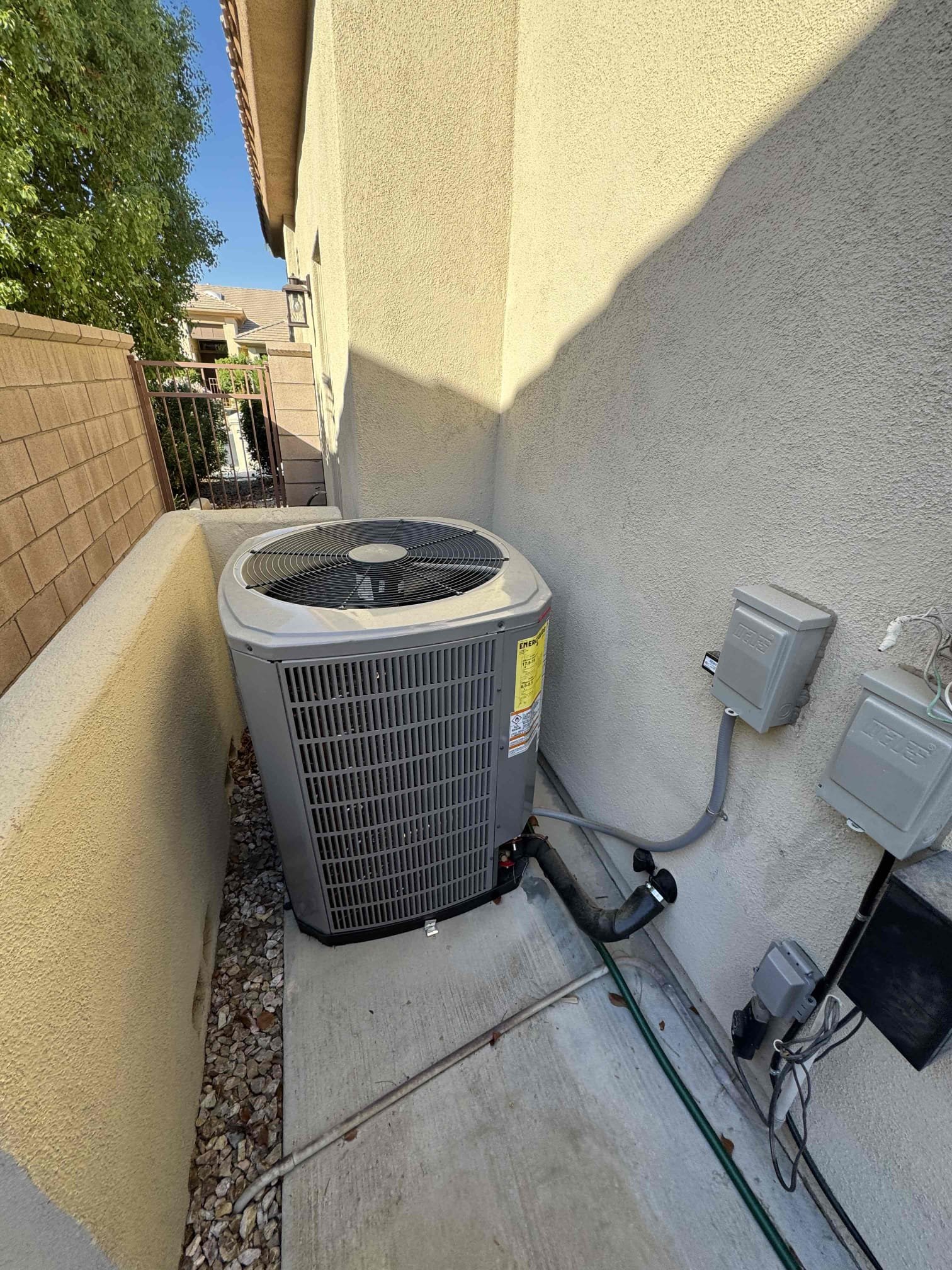 Maintenance for cooling on an American standard platinum series 5 tone, horizontal heat pump. Attic access located in master bedroom closet. 20 x 30 filter located in hallway and 10 x 10 in office den. Condensation line cleared, filters changed. Performed maintenance mini split one in Casita and one in master bedroom. 850 thermostat shows no active alert. Check system sequence of operation. Checked compressor amps, checked fan motor amps, checked fuses and disconnect box, checked surge protector, checked Freon and pressure. Both mini splits and main home units working per manufacture spec. Home and casita are cooling properly.