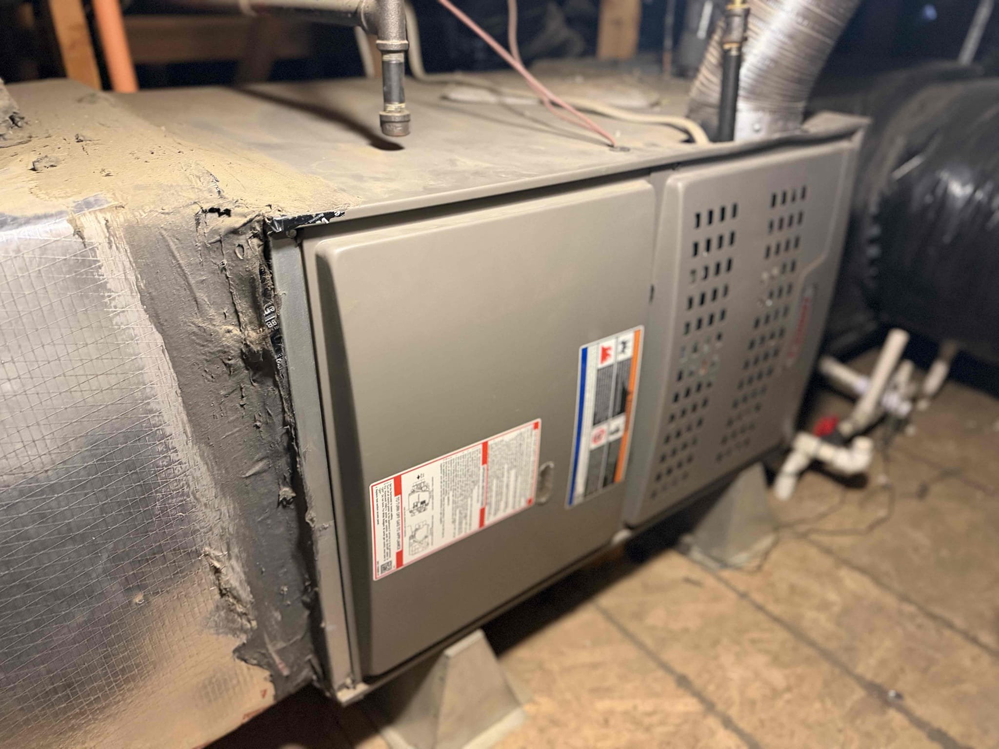 Performed a heating maintenance on 2 Lennox furnaces. Filters located in hallway ceiling, attic access located on hallway, changed filter, flushed condensation line, on fau followed sequence of operation, checked for amperage and voltage, checked for blower speed, check for any loose connections, check for carbon monoxide, check for temperature rise, check for capacitor, everything within range also cleared dust accumulated inside electrical component. Systems are working within specifications in heating at the time of maintenance.
