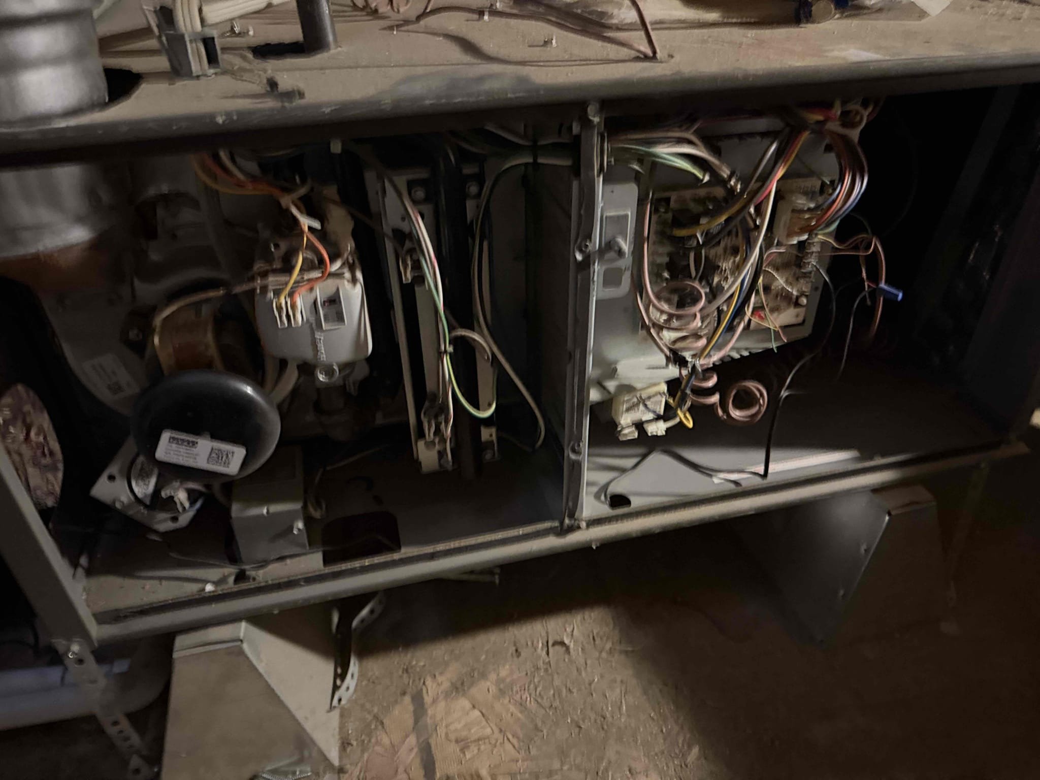 Performed a heating maintenance on 2 Lennox furnaces. Filters located in hallway ceiling, attic access located on hallway, changed filter, flushed condensation line, on fau followed sequence of operation, checked for amperage and voltage, checked for blower speed, check for any loose connections, check for carbon monoxide, check for temperature rise, check for capacitor, everything within range also cleared dust accumulated inside electrical component. Systems are working within specifications in heating at the time of maintenance.