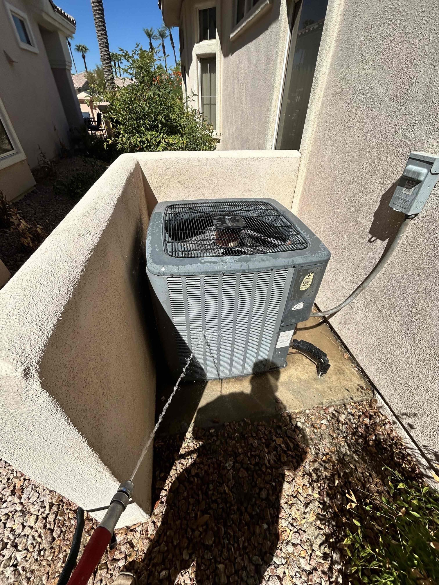 Performed annual maintenance on the Goodman 4 ton 2012 condenser unit and Carrier upflow furnace. The furnace is located in the garage. Cleared out condensation line to ensure drainage properly.
Replaced 16x25 filter
- Checked thermostat operation and verified the cooling temperature range.
- Checked system operation, including refrigerant level, compressor operation, amperage, capacitor, and starting amperage.
- Inspected the electrical circuit and found that the circuit is over the equipment manufacturer’s specifications. Recommended adding an hard start kit to help start up compressor release strain off.
-Did no cycles heating due to brunt hot surface ignitior.
- Discussed equipment replacement options with the client. Client approved moving forward with replacement. Will order the appropriate equipment and schedule replacement.
- Condenser was inspected and cleaned thoroughly.
System is currently operating properly and is providing service.