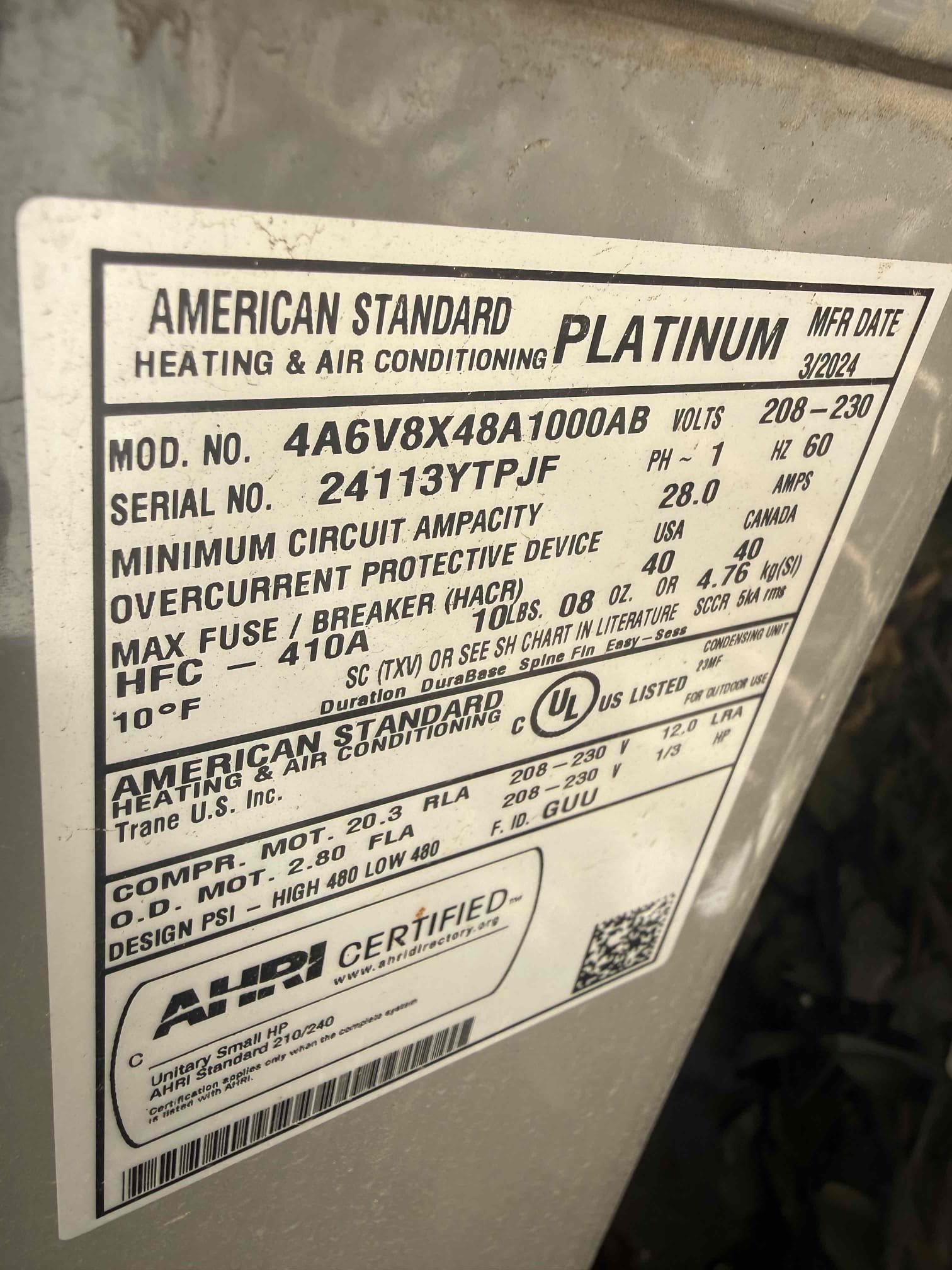 Performed annual cooling maintenance on 2) 2025 American Standard Platinum Heat pumps. FAUs are located in guest closet attic access. Cleared condensation lines from faus. Replaced 2) 24x24 filters located in lower wall. Followed sequence of operations and checked voltage, amperage, temperature splits, Freon levels, found no error codes on CDA, and rinsed condenser coils. 1050 thermostats checked out operational. Both systems are working properly in cooling at this time of service. 