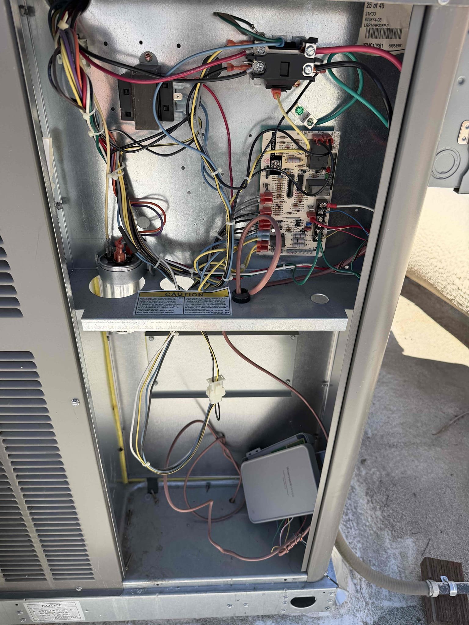 Performed a cooling maintenance on a 2 Lennox  package unit, changed 24x24 & 3 6x20 filters  filter, filter located in ceiling, flushed condensation line, check for thermostat, on unit check for amperage and voltage, check for compressor, check for freon level, check for temperature split, checked for disconnect box, everything within range also clear out dust accumulated inside electrical component area and rinsed unit coil. System is working within specification in cooling at the time of maintenance. 