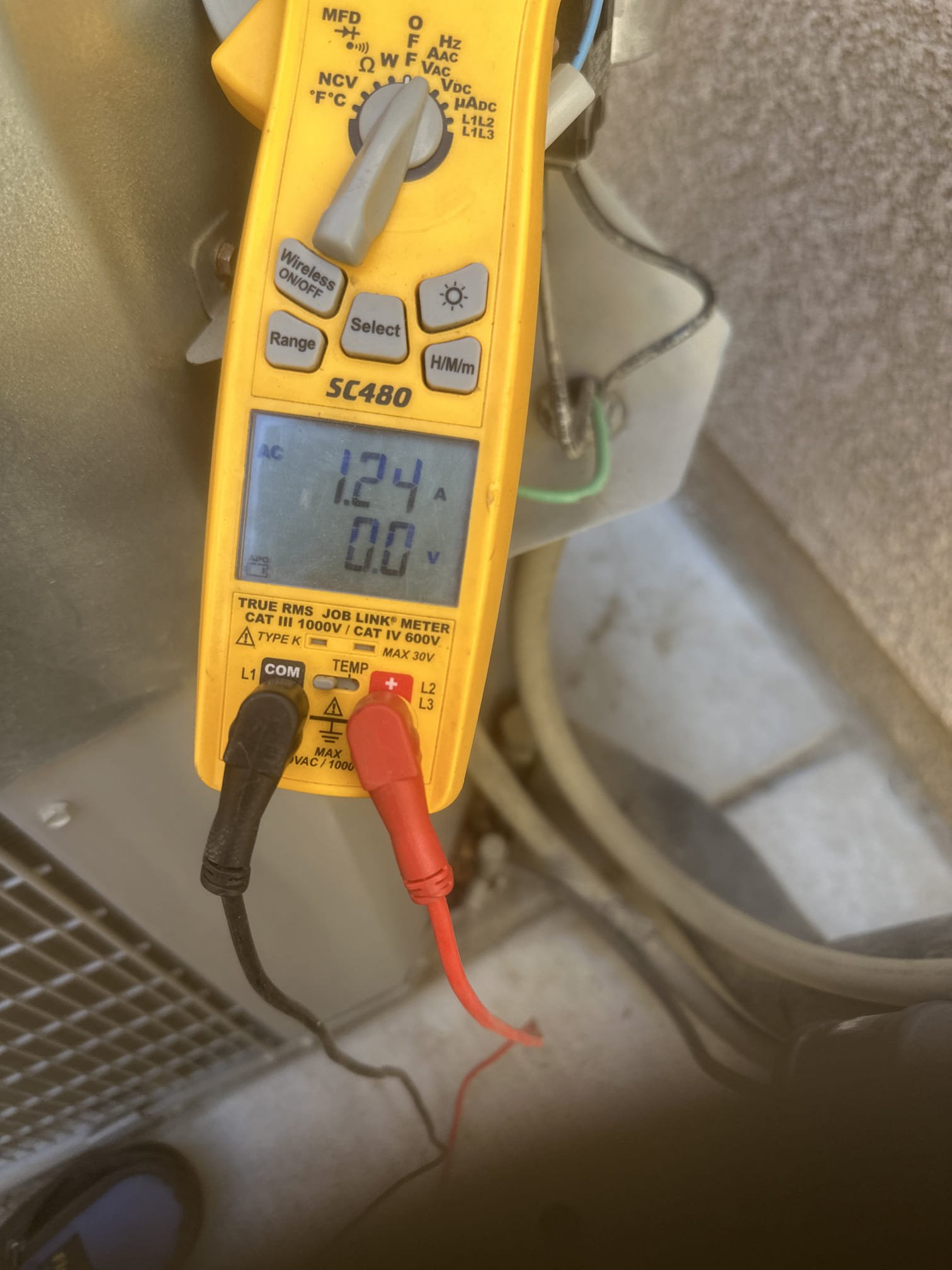 Upon arrival, members stated that after experiencing a power surge, the outdoor unit was no longer operating while the indoor equipment continued to run. Equipment is a 2014 system, model CA13NA048-C, serial 4014X68040. Began diagnosis and found the contactor engaged; however, no line voltage was being supplied to the outdoor equipment. Traced the electrical supply and found the 40-amp condenser breaker tripped. Breaker was reset and proper 240-volt power supply was verified before continuing operation. Further electrical inspection found the 60/5 µF dual-run capacitor out of manufacturer specifications, with the compressor side testing approximately 49.77 µF. Replaced the 60/5 µF capacitor and cycled the system. After repairs, verified proper condenser operation and checked electrical components and operating amperages. Condenser fan motor measured approximately 1.24 amps against a 1.40 FLA rating, and compressor amperage was within the equipment’s rated specifications. System was cyc