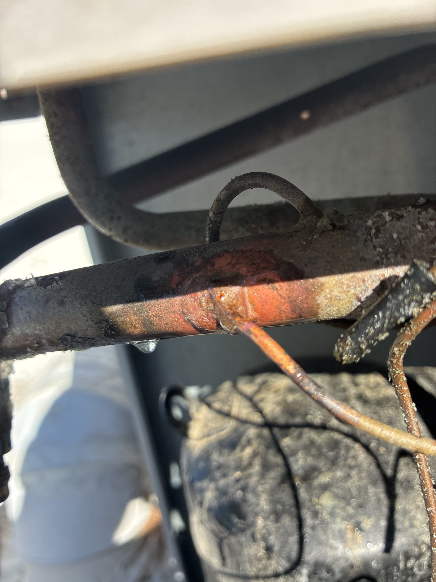 Upon arrival client stated living area system S-1744 not cooling well. Found system running however has a refrigerant leak, can see oil around compressor, see videos. Courtesy did leak search and found leak in txv distribution tube going into suction line. Removed rest of refrigerant. Brazed and fixed leak. Pressurized system to 480. Pulled vacuum to 500. Added 8.2 pounds of r410a. System is properly running. 