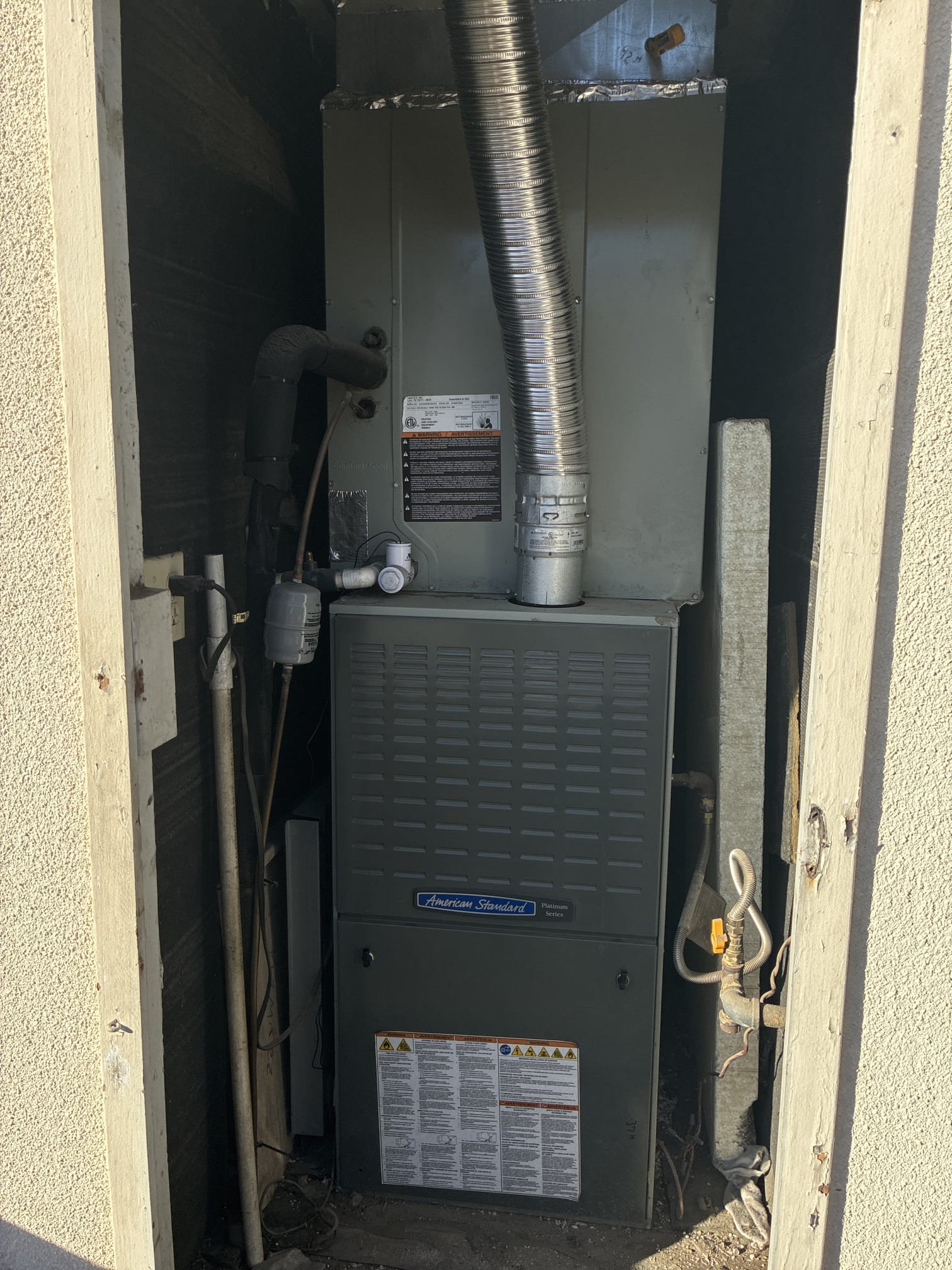 Upon arrival client stated error codes on thermostat. Stated doing construction and they had the breaker off. Then she pulled out disconnect and put back in. Found error codes outdoor unit not communicating. Found disconnect out in upside down. Re established power and cycled system. Modified condensate line so float switch would work. Checked temperature split. System properly running. 