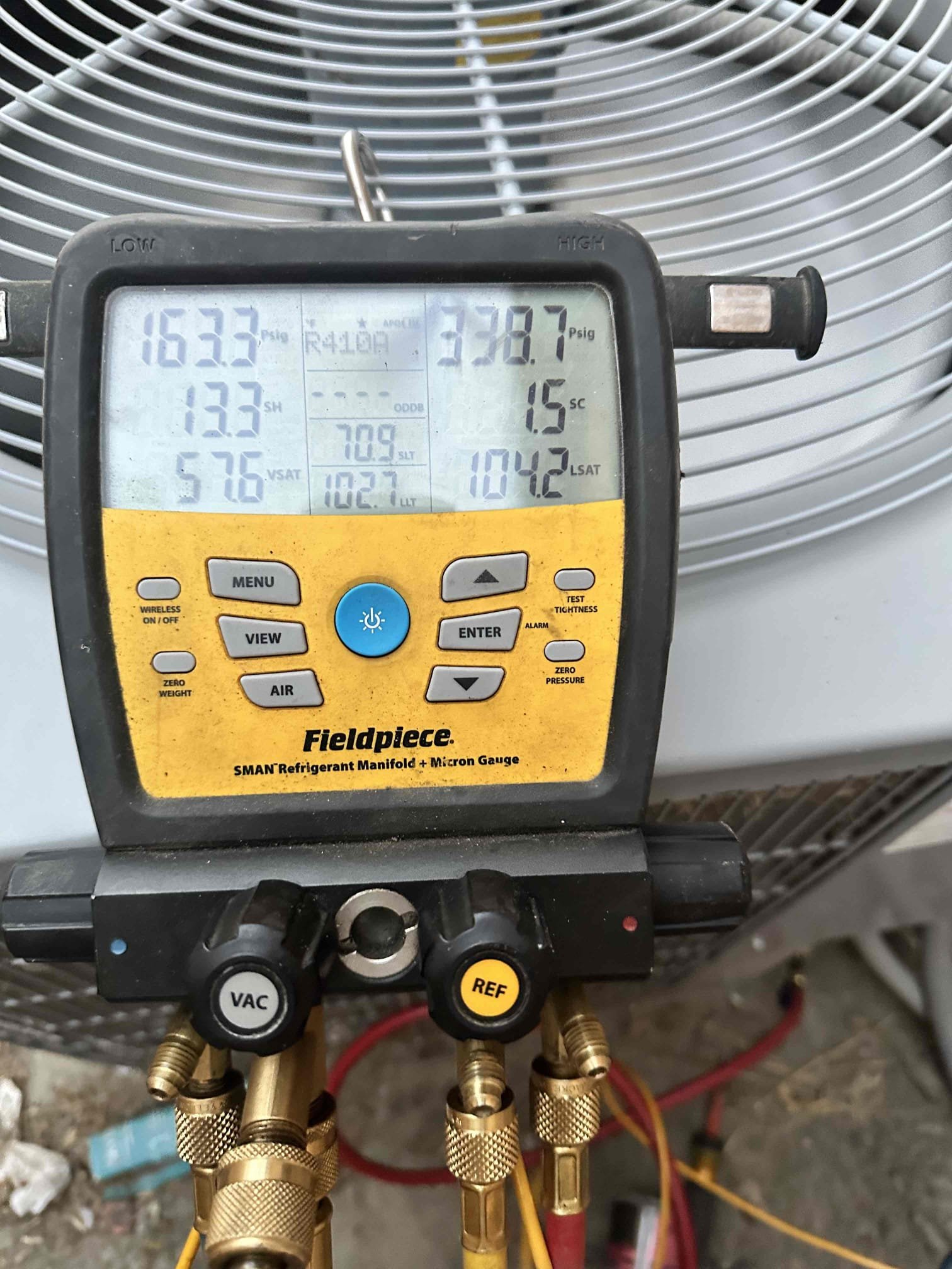 Cathedral City, CA - Upon arrival client stated home wasn’t keeping temperature checked Freon levels little low balanced out sub cooling curtesy rinsed condenser down and signed up client on comfort plan unit is cooling property at this time. We will monitor Freon levels 