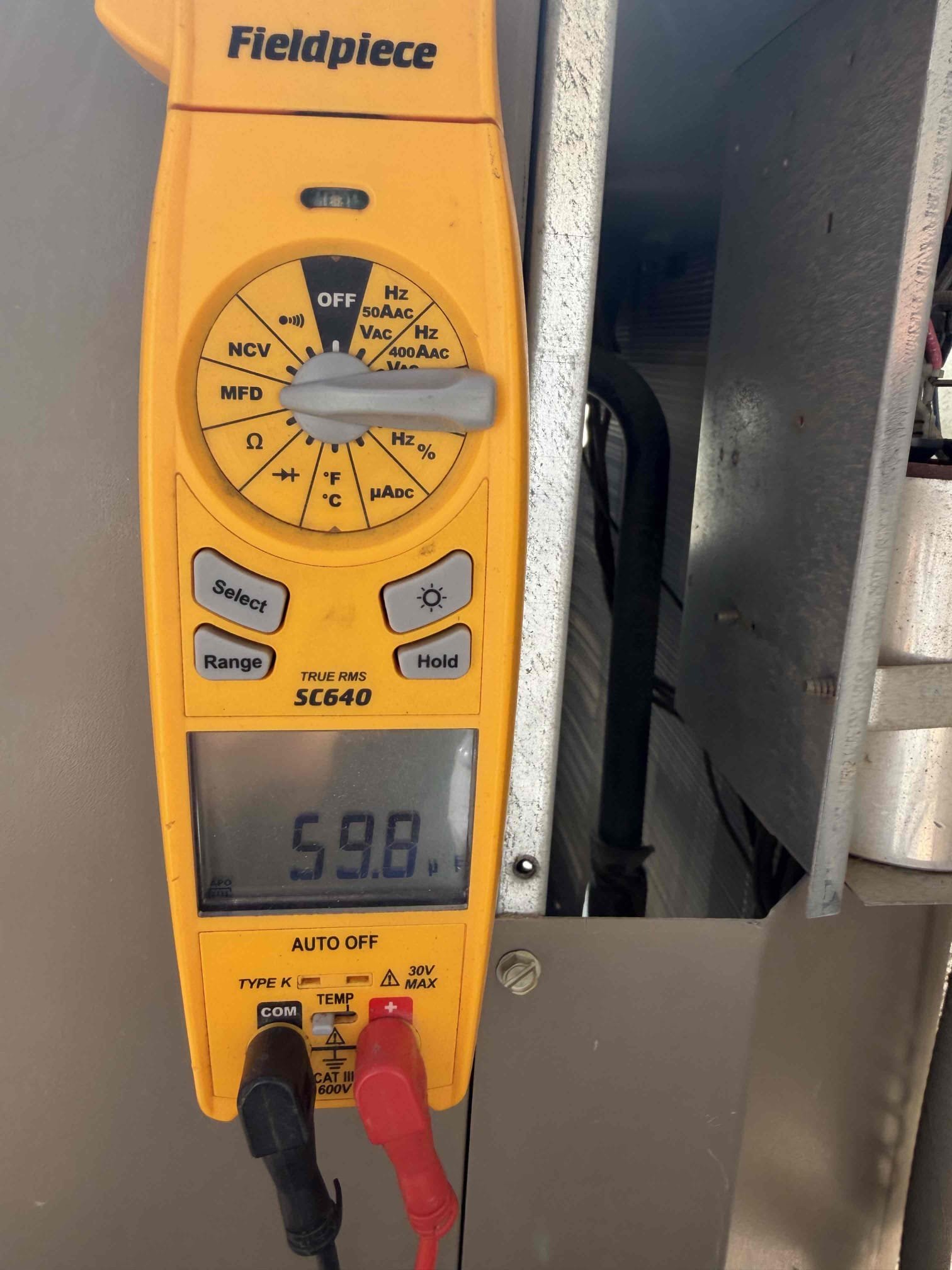 Performed a cooling maintenance on a 15+ R22 York condenser, condenser located on left side of home, filter located in hallway and master bedroom, fau located in attic master bedroom closet, changed 20x30 & 14x14 filter, condensation terminal on right side of home, flushed condensation line, on condenser check for amperage and voltage, check for compressor, check for freon level was low on Freon, check for capacitors, everything in range did notify that’s capacitor had rust and that contractor had rust recommended replacing and adding a star kit but will Wait for summer promos to replace the existing system with a next one. also clear out dust accumulated inside electrical component area and rinsed condenser coil. System is working  in cooling at the time of maintenance.