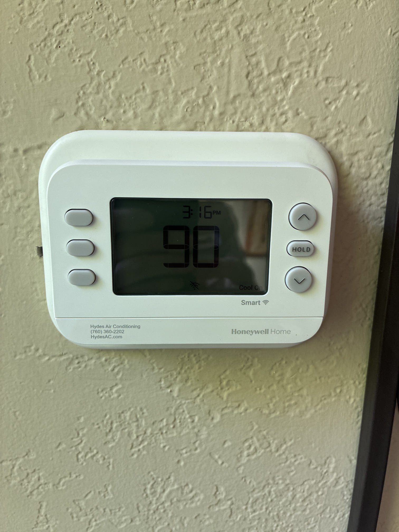 Upon arrival client stated system has blank thermostat and just got into town. Found systems low voltage fuse blown, replaced fuse. Found fuse blew again indicating low voltage direct short. Removed common wire at packaged unit and fuse didn’t blow. Used g wire for common and found fuse blew again. Removed common wire from thermostat and fuse didn’t blow. Found direct short in thermostat. Replaced thermostat and connected to clients app. System is 18 years old with life expectancy of 10-15 years. Client stated office never said anything about a diagnostic charge, waved charge. Signed up on yearly agreement and advised online scheduling.