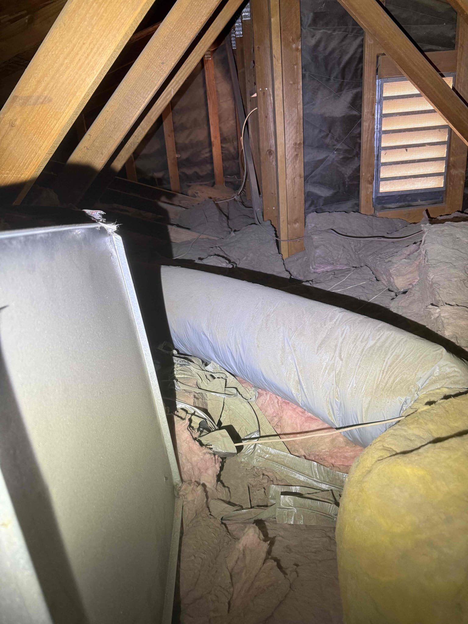 I Performed Maintenance on the Heating System. Also replaced a 20x25 filter and flushed the condensate drain. The Heating System is a 2015 model located in the garage. Cleaned indoor blower compartment and furnace compartment. Cycled Heating system and heating system is operational. Inspected ductwork in the attic and ductwork is original to,the home. Found that ductwork is deteriorating. Advised client about replacing duct work. Also advised about removing the old insulation, re sealing the attic and installing new blown in insulation. Client to advise. I then cycled the Cooling System, and verified proper operation through system temperature split equaling 20 degrees. At the time of today’s maintenance visit the system is operational. Scheduled next Maintenance visit online. 