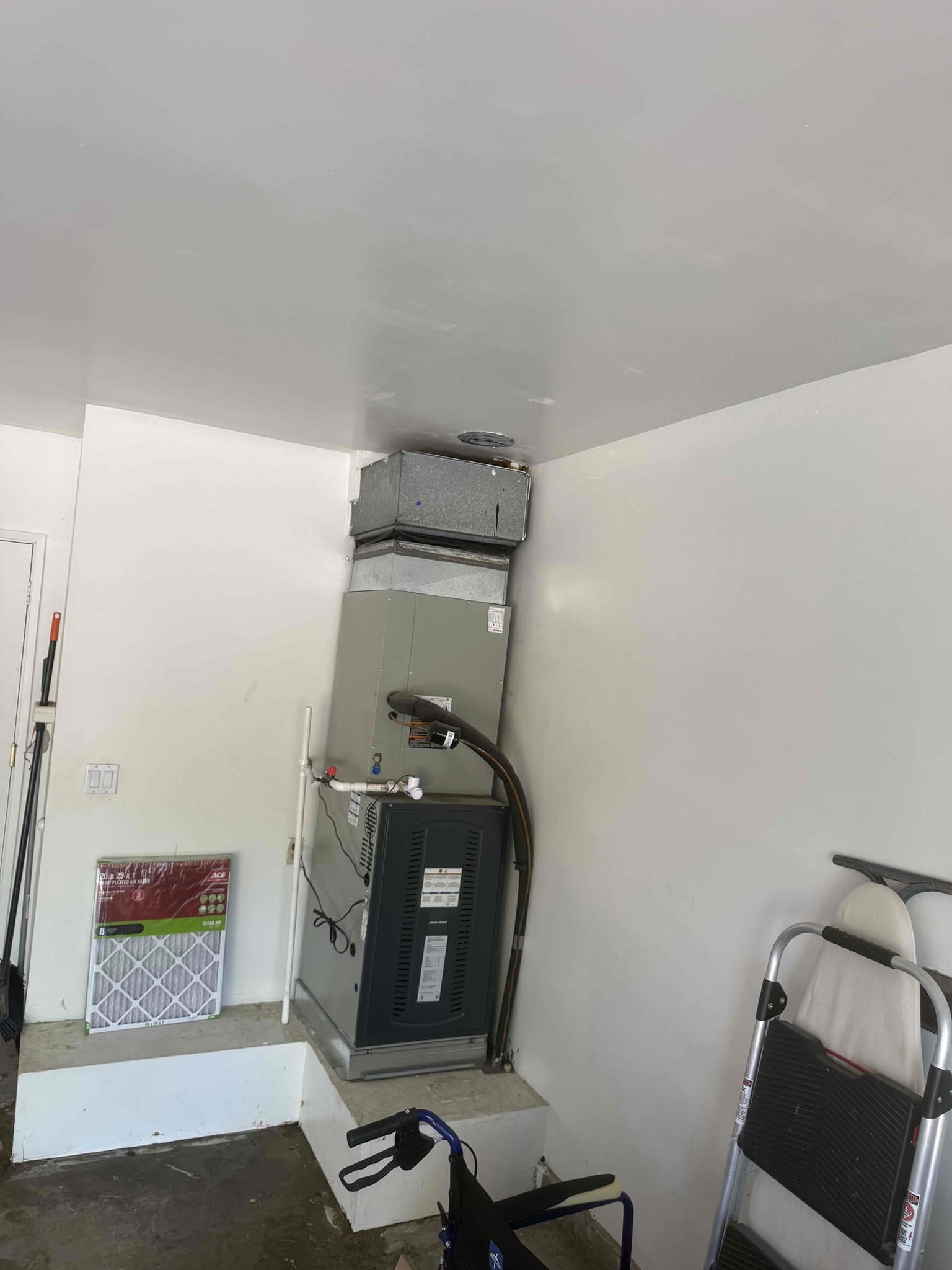 I Performed Maintenance on the Cooling System. Also replaced a 20x25 filter and flushed the condensate drain. Re located safety switch from primary drain to secondary drain. The system is a 2022 American Standard Heat Pump model located in the garage and outside on the ground. I also cycled the Heat and system turns over to heat. Signed client back up on Comfort Plan. At the time of today’s maintenance visit the system checked out operational. Scheduled next Maintenance visit online. 